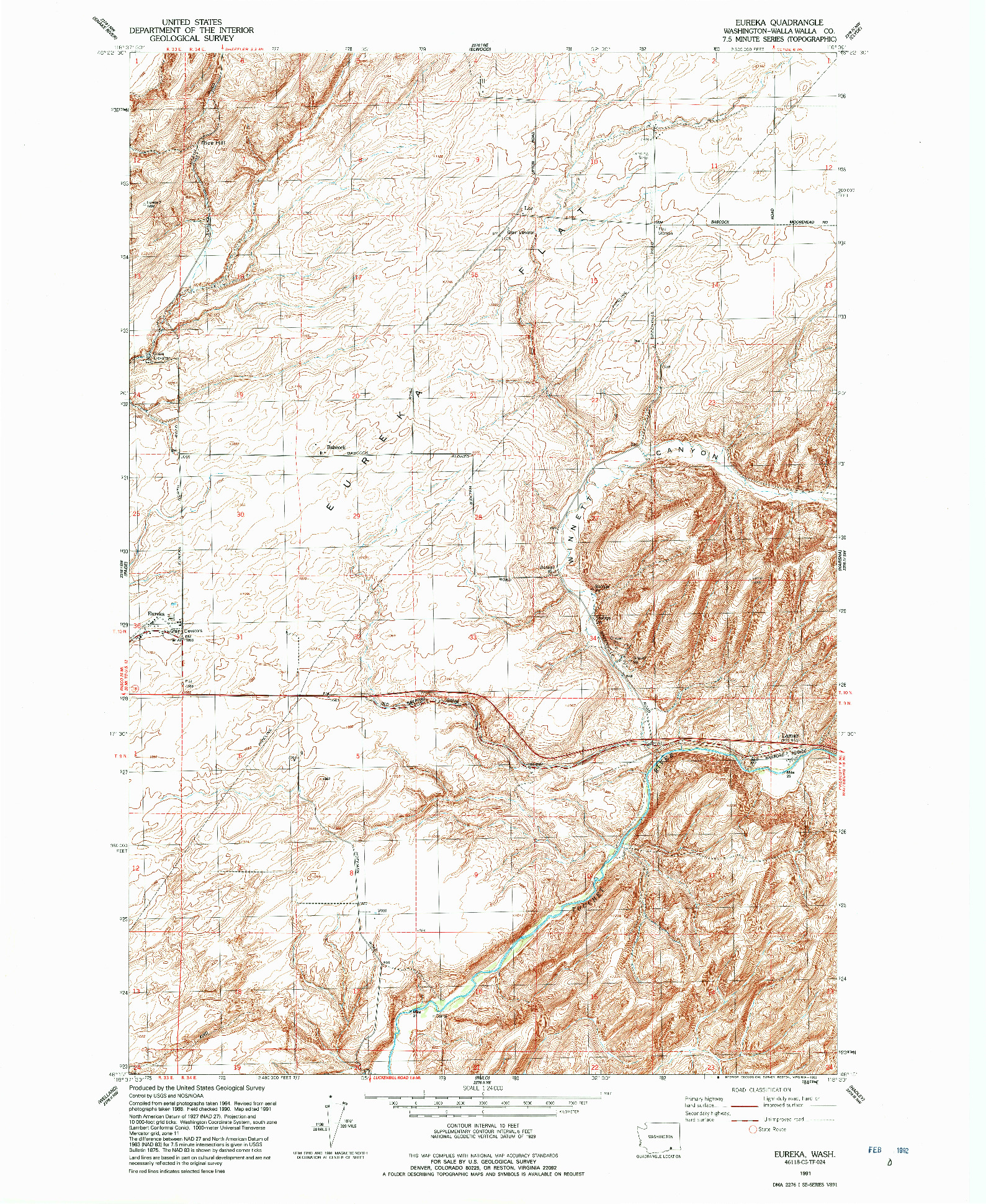 USGS 1:24000-SCALE QUADRANGLE FOR EUREKA, WA 1991