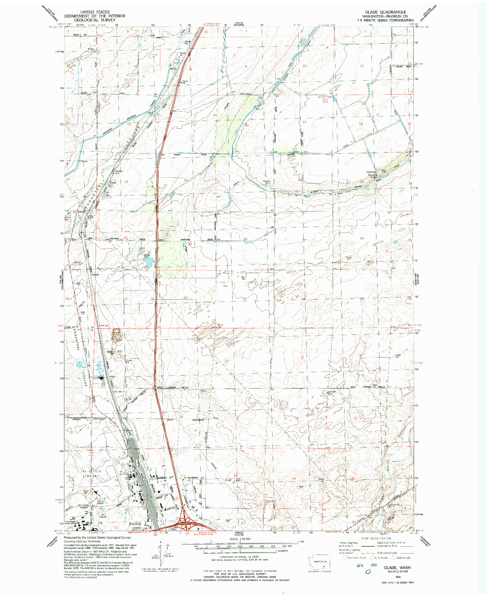 USGS 1:24000-SCALE QUADRANGLE FOR GLADE, WA 1992