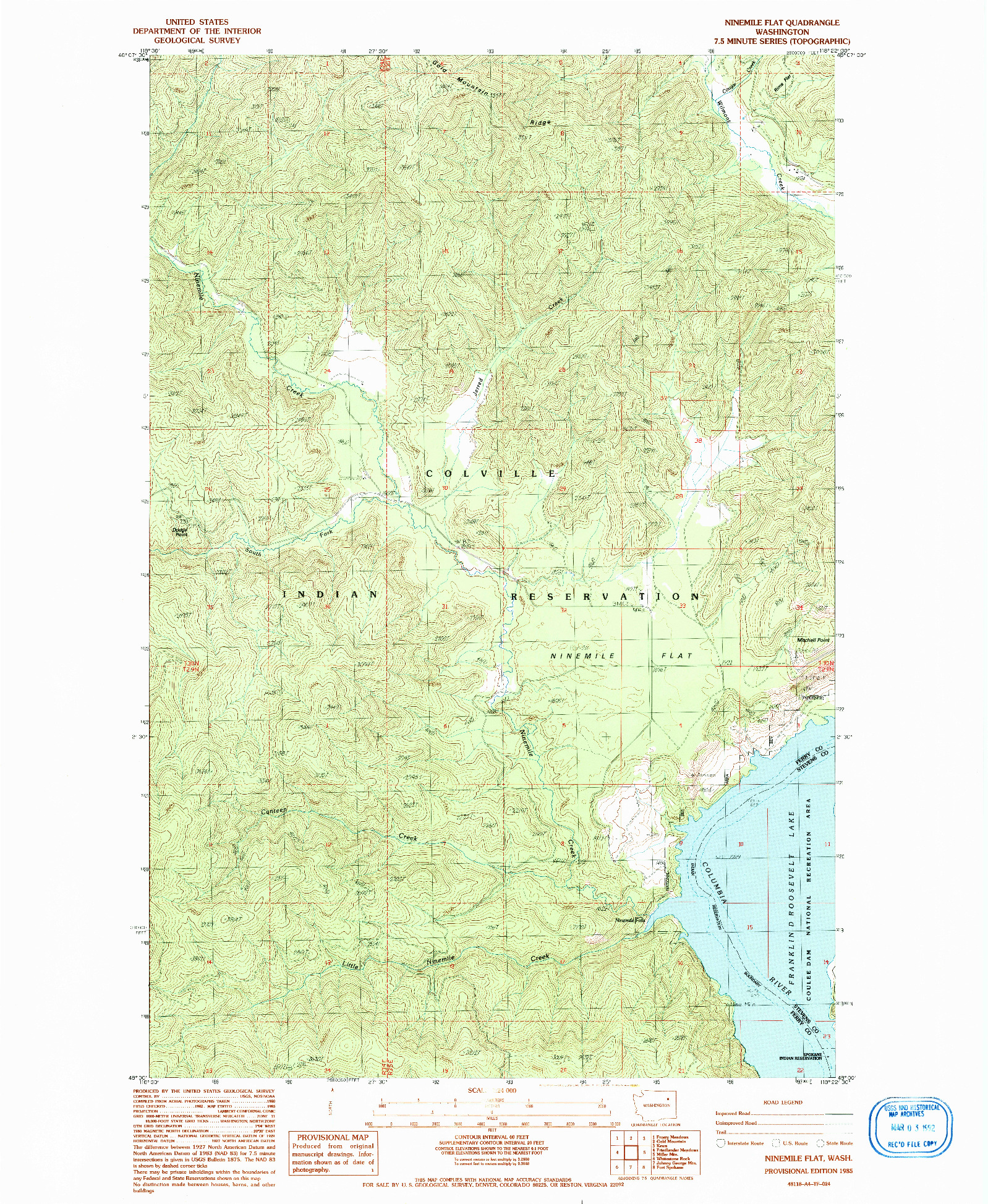 USGS 1:24000-SCALE QUADRANGLE FOR NINEMILE FLAT, WA 1985