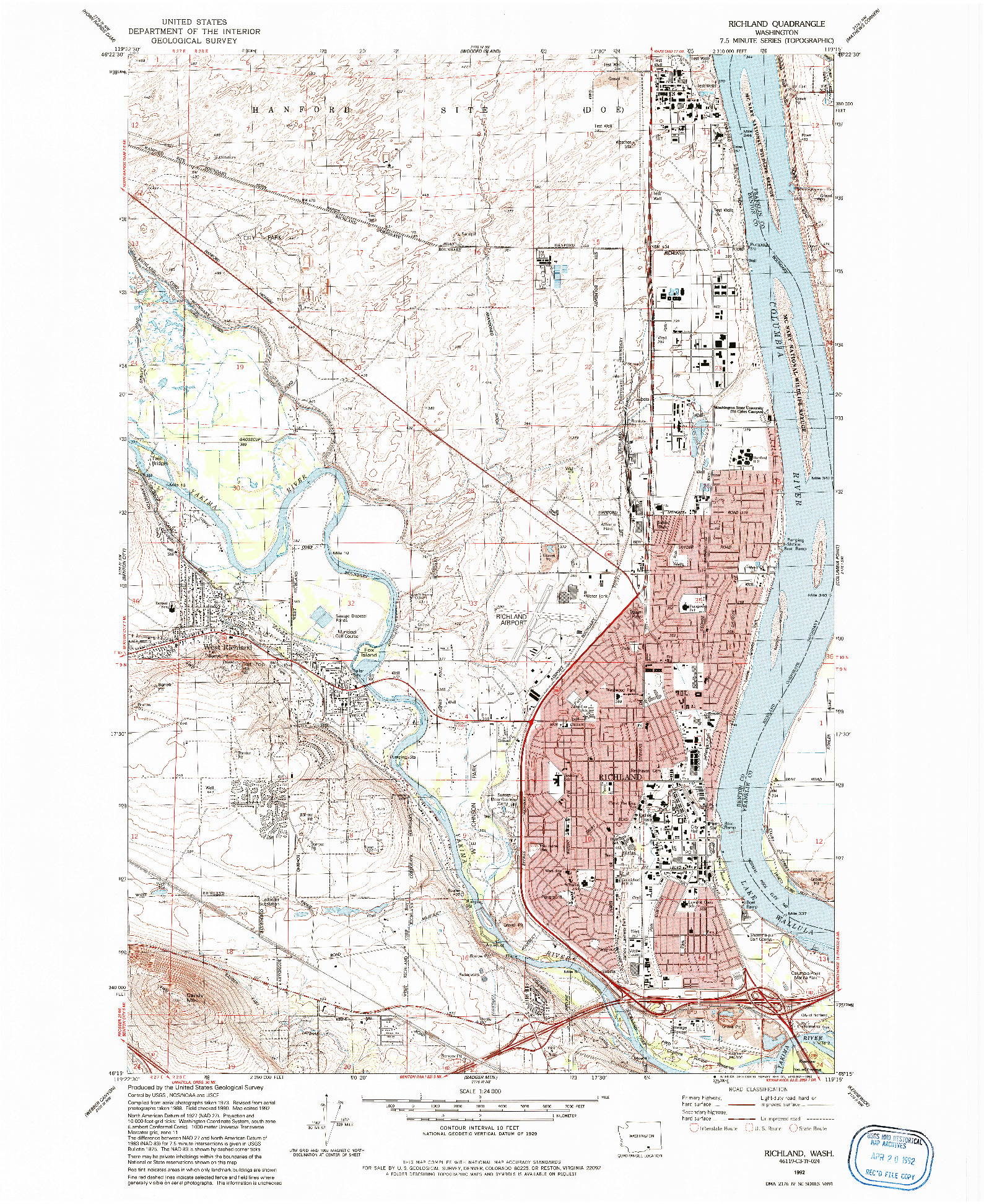 USGS 1:24000-SCALE QUADRANGLE FOR RICHLAND, WA 1992