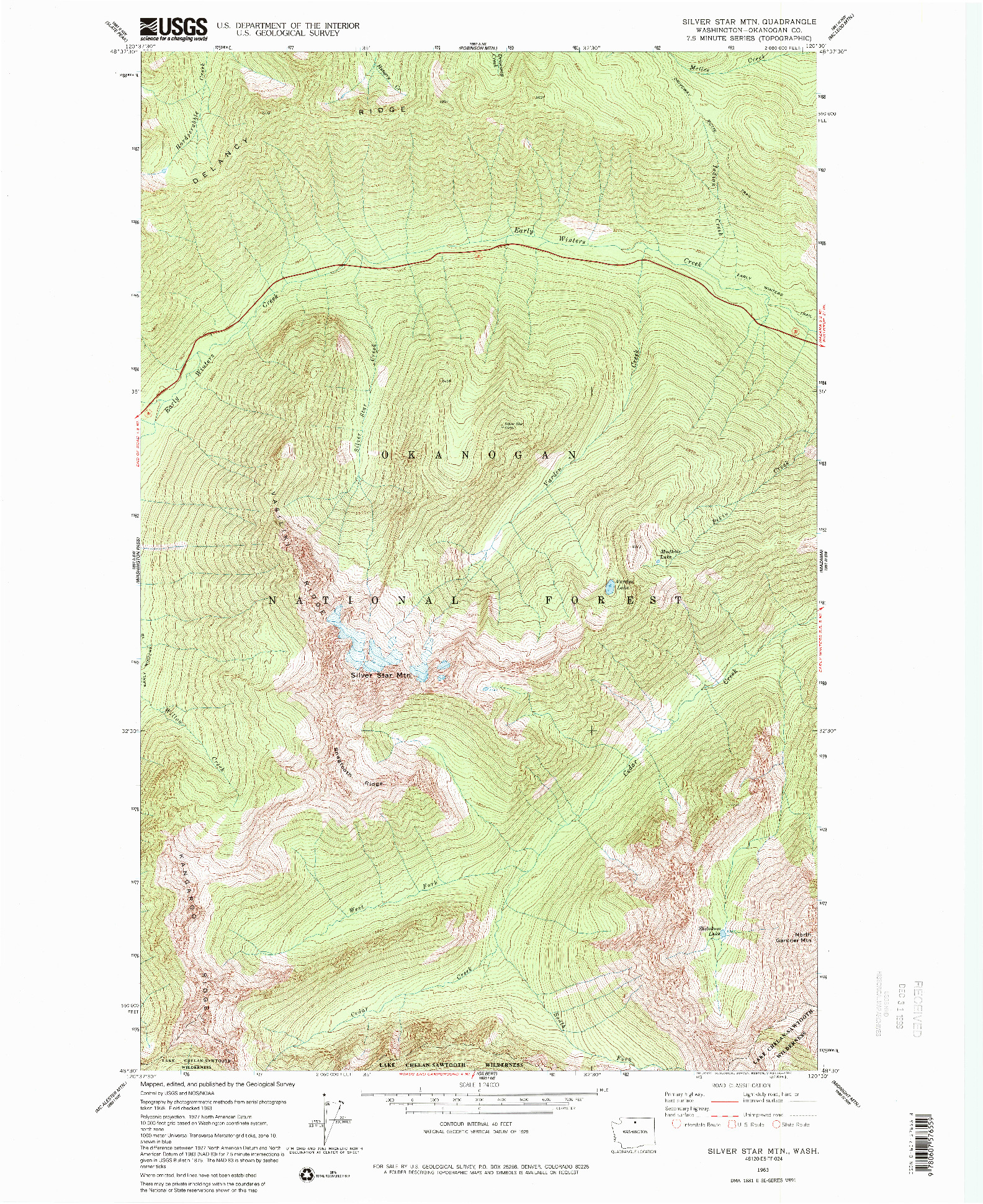 USGS 1:24000-SCALE QUADRANGLE FOR SILVER STAR MOUNTAIN, WA 1963