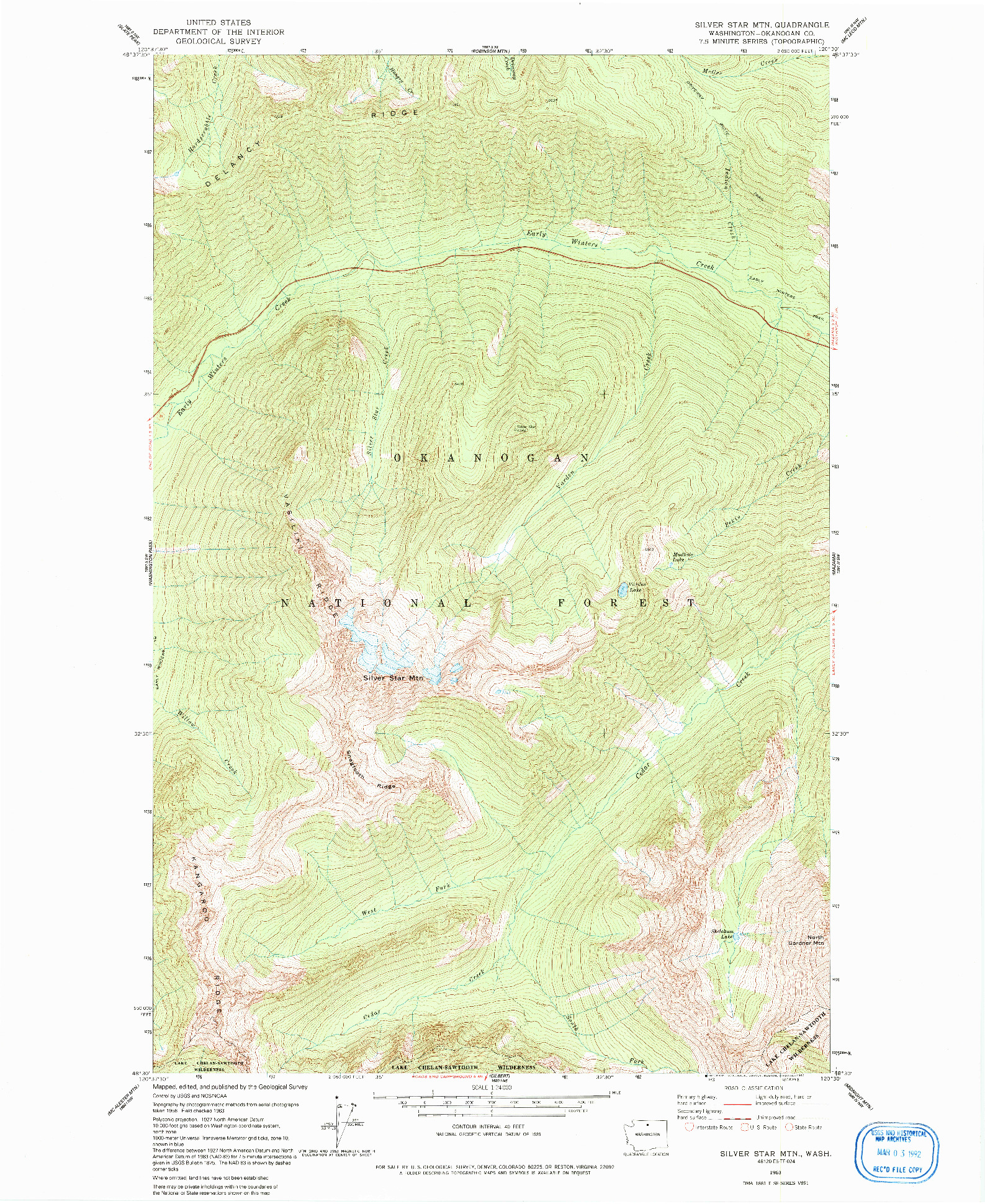 USGS 1:24000-SCALE QUADRANGLE FOR SILVER STAR MOUNTAIN, WA 1963