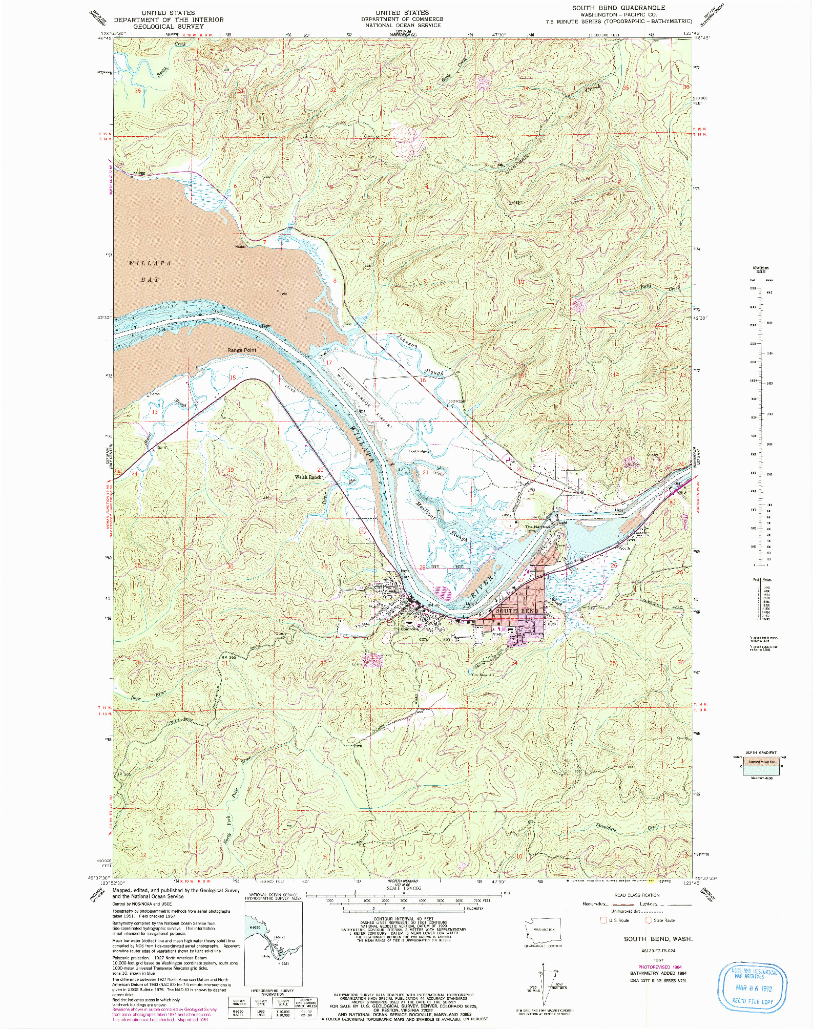 USGS 1:24000-SCALE QUADRANGLE FOR SOUTH BEND, WA 1957