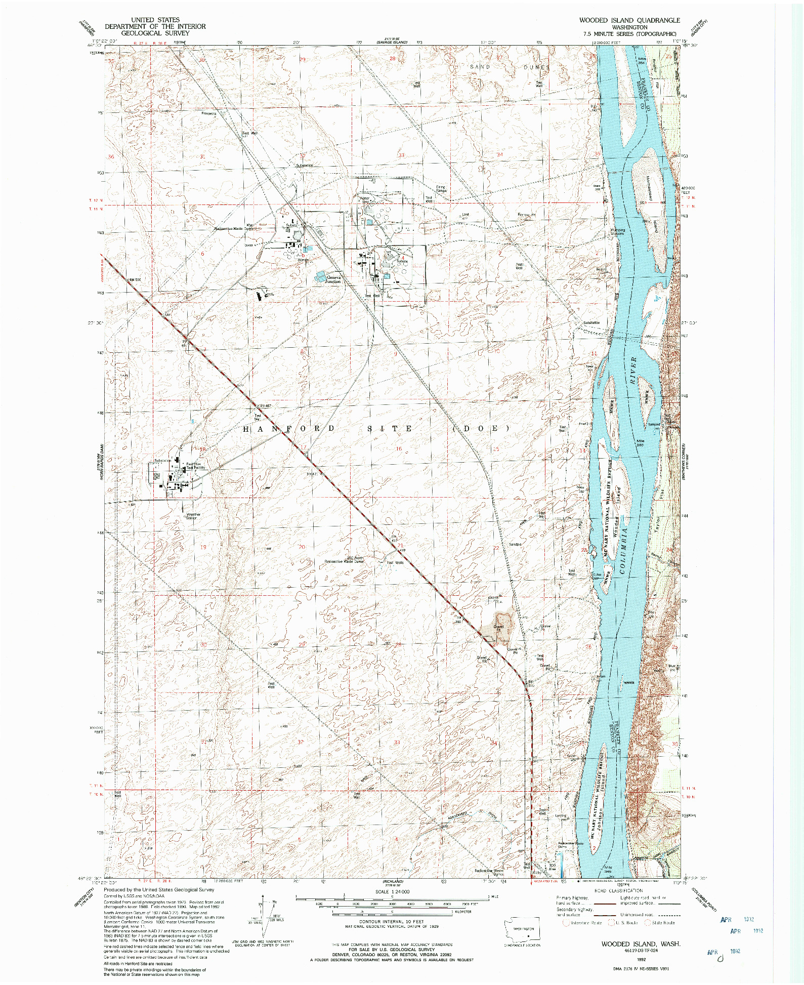 USGS 1:24000-SCALE QUADRANGLE FOR WOODEN ISLAND, WA 1992