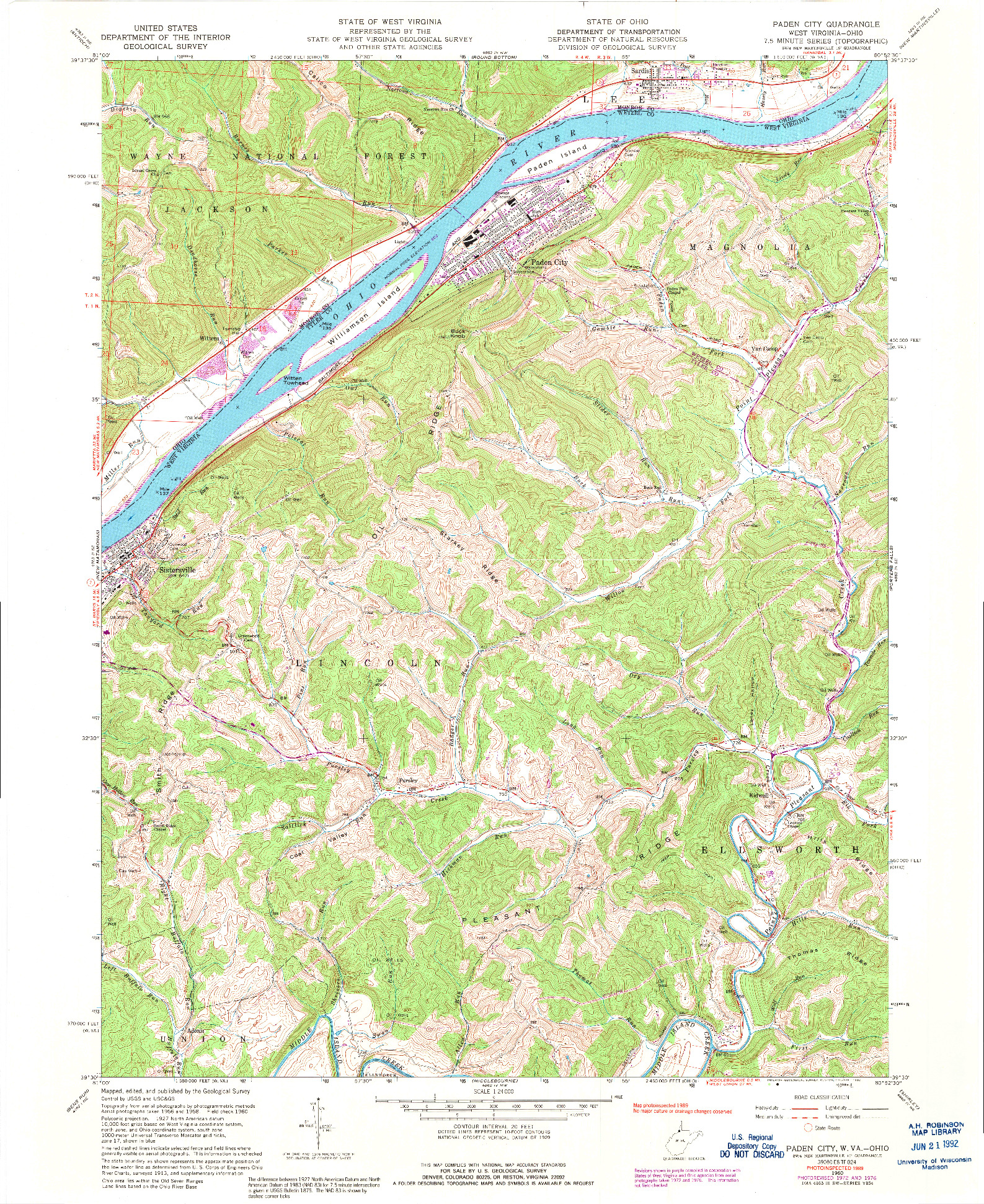 USGS 1:24000-SCALE QUADRANGLE FOR PADEN CITY, WV 1960