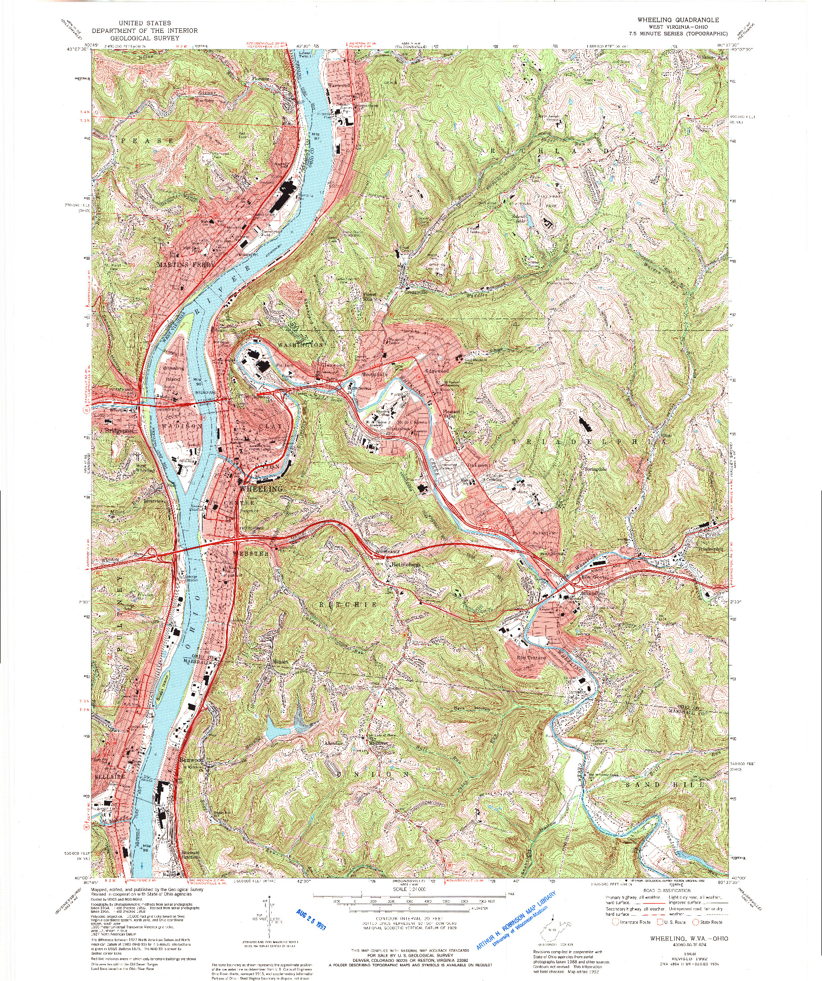 USGS 1:24000-SCALE QUADRANGLE FOR WHEELING, WV 1968