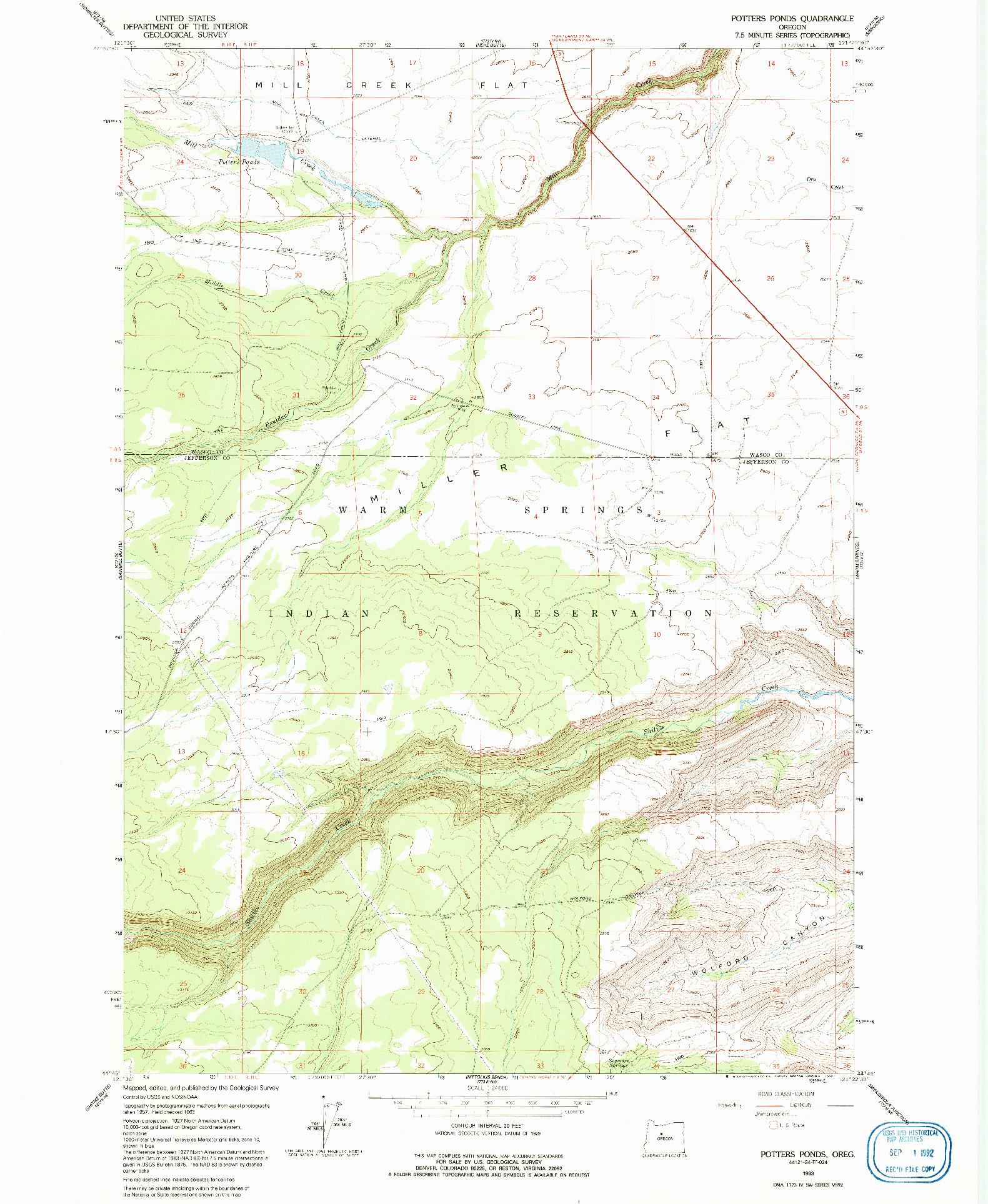 USGS 1:24000-SCALE QUADRANGLE FOR POTTERS PONDS, OR 1963