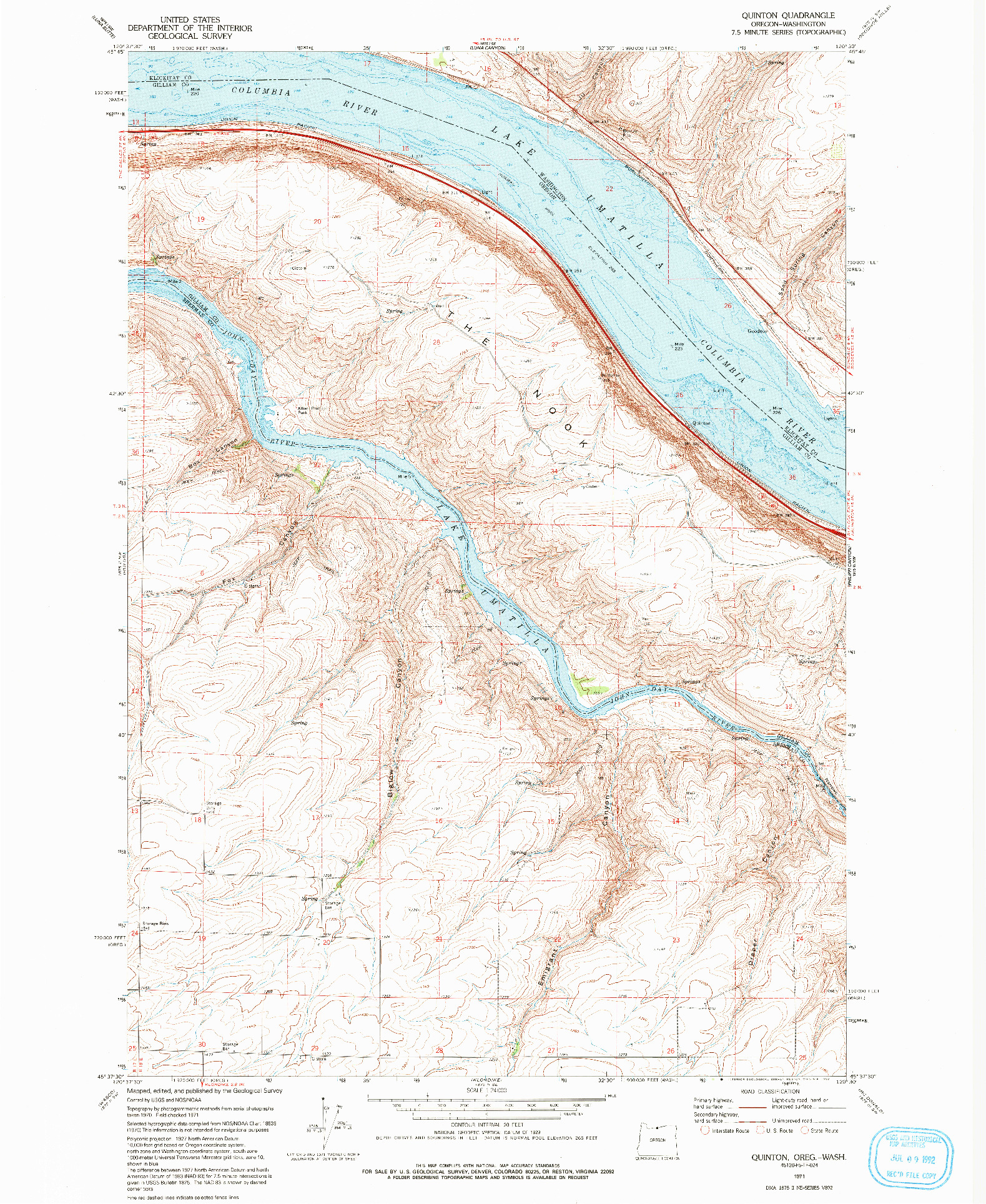 USGS 1:24000-SCALE QUADRANGLE FOR QUINTON, OR 1971