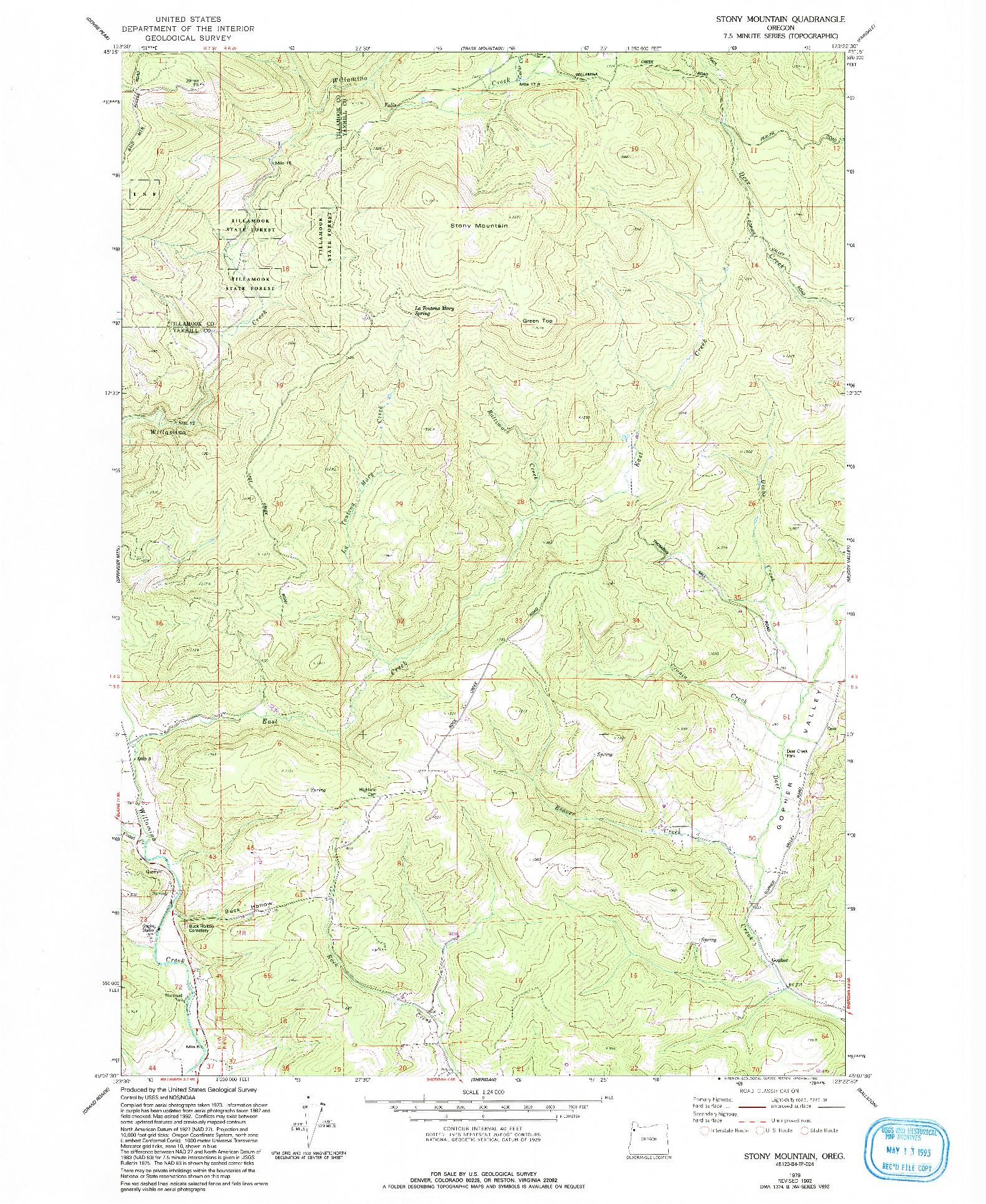 USGS 1:24000-SCALE QUADRANGLE FOR STONY MOUNTAIN, OR 1979
