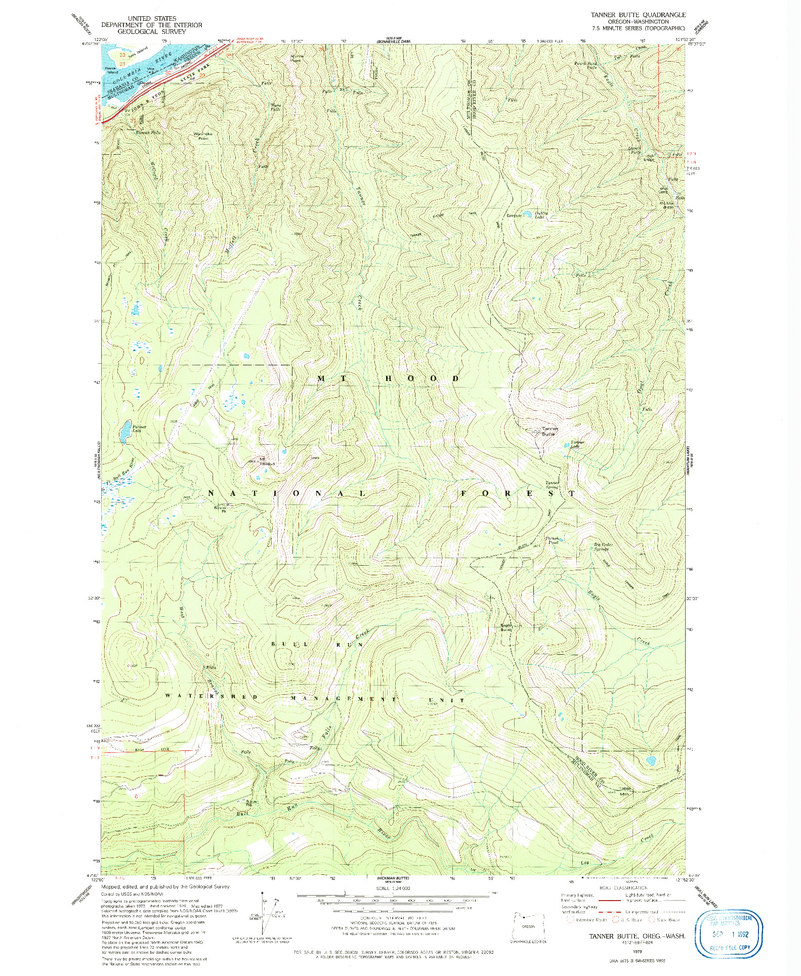 USGS 1:24000-SCALE QUADRANGLE FOR TANNER BUTTE, OR 1979