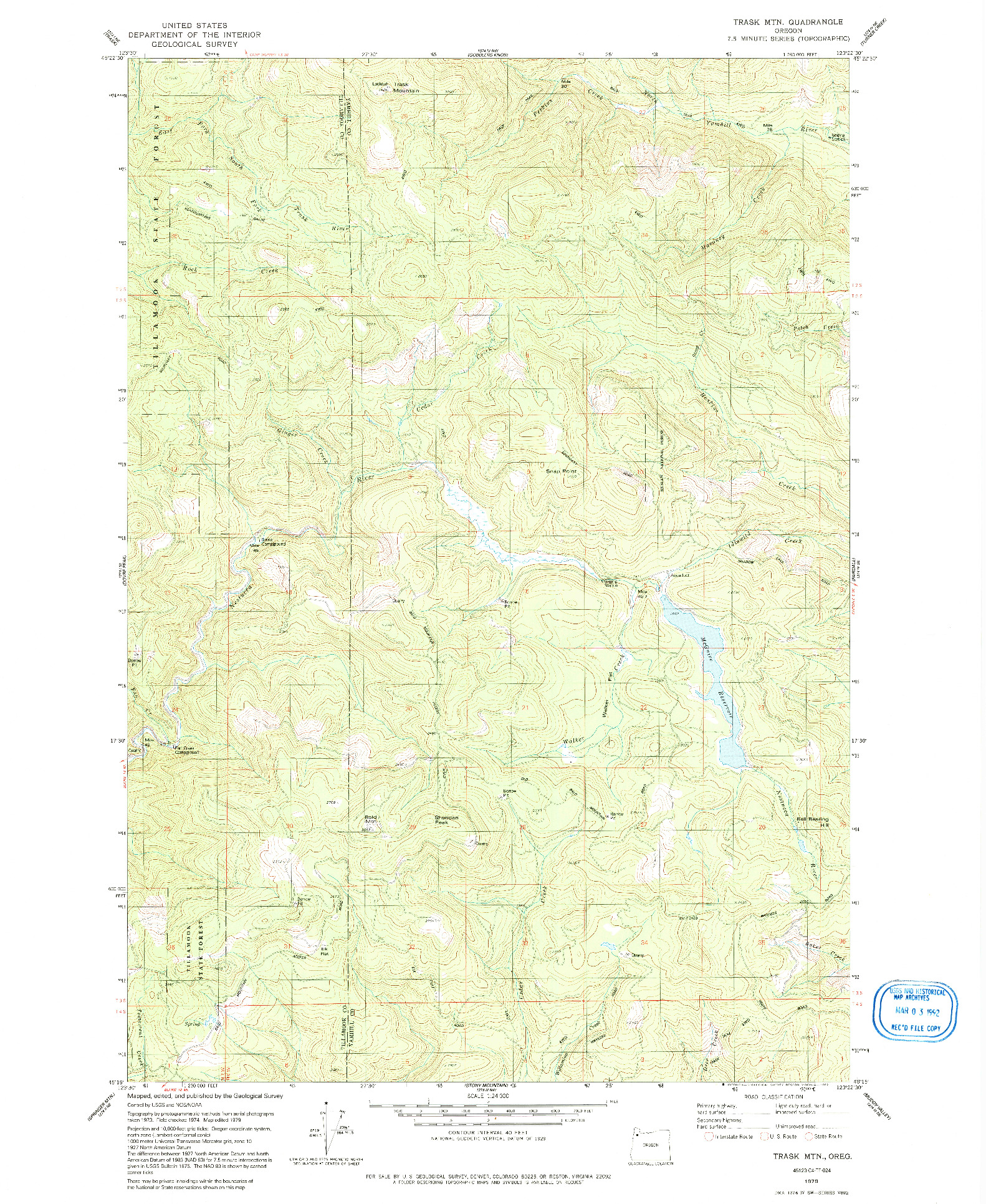 USGS 1:24000-SCALE QUADRANGLE FOR TRASK MTN, OR 1979