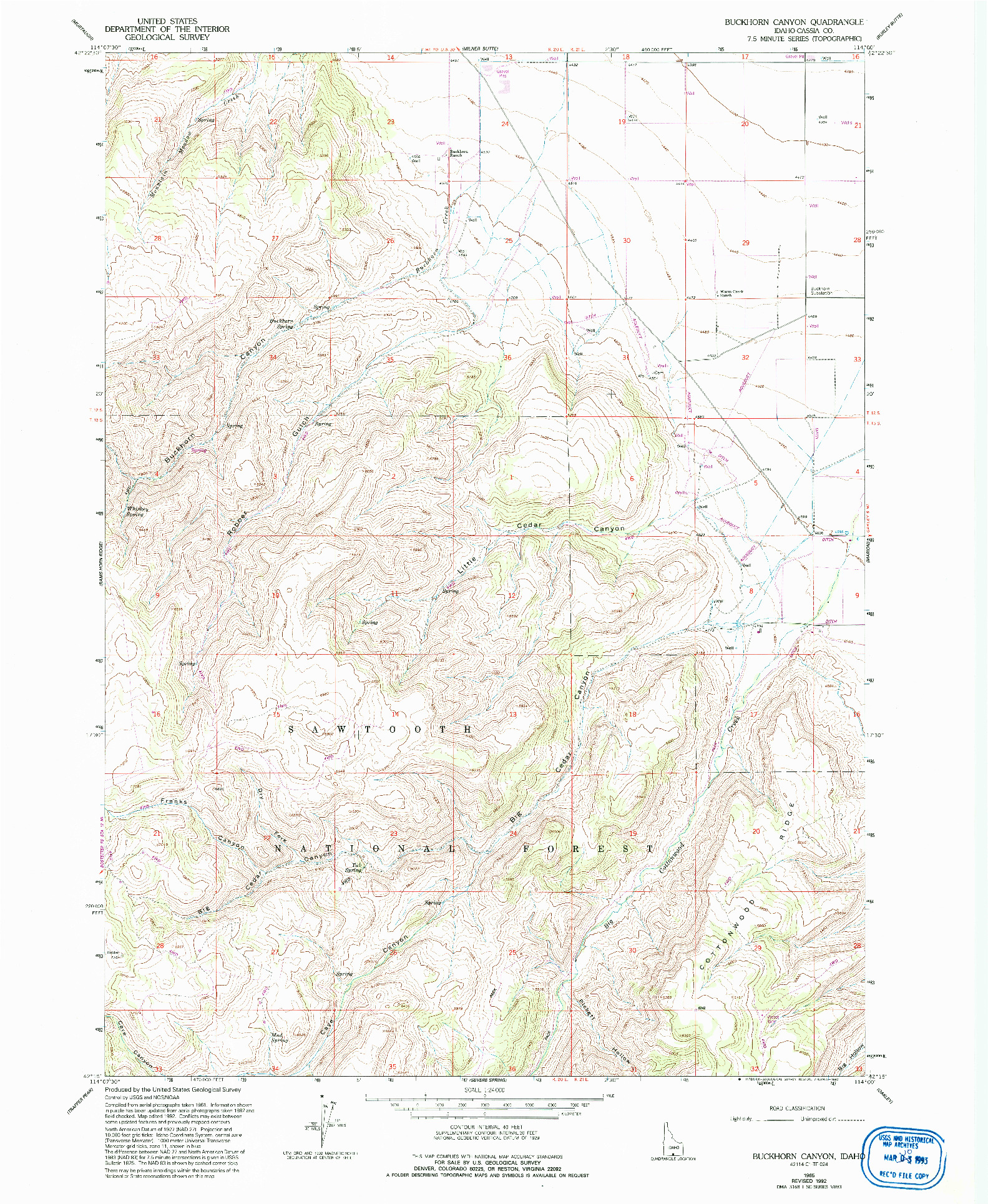 USGS 1:24000-SCALE QUADRANGLE FOR BUCKHORN CANYON, ID 1965