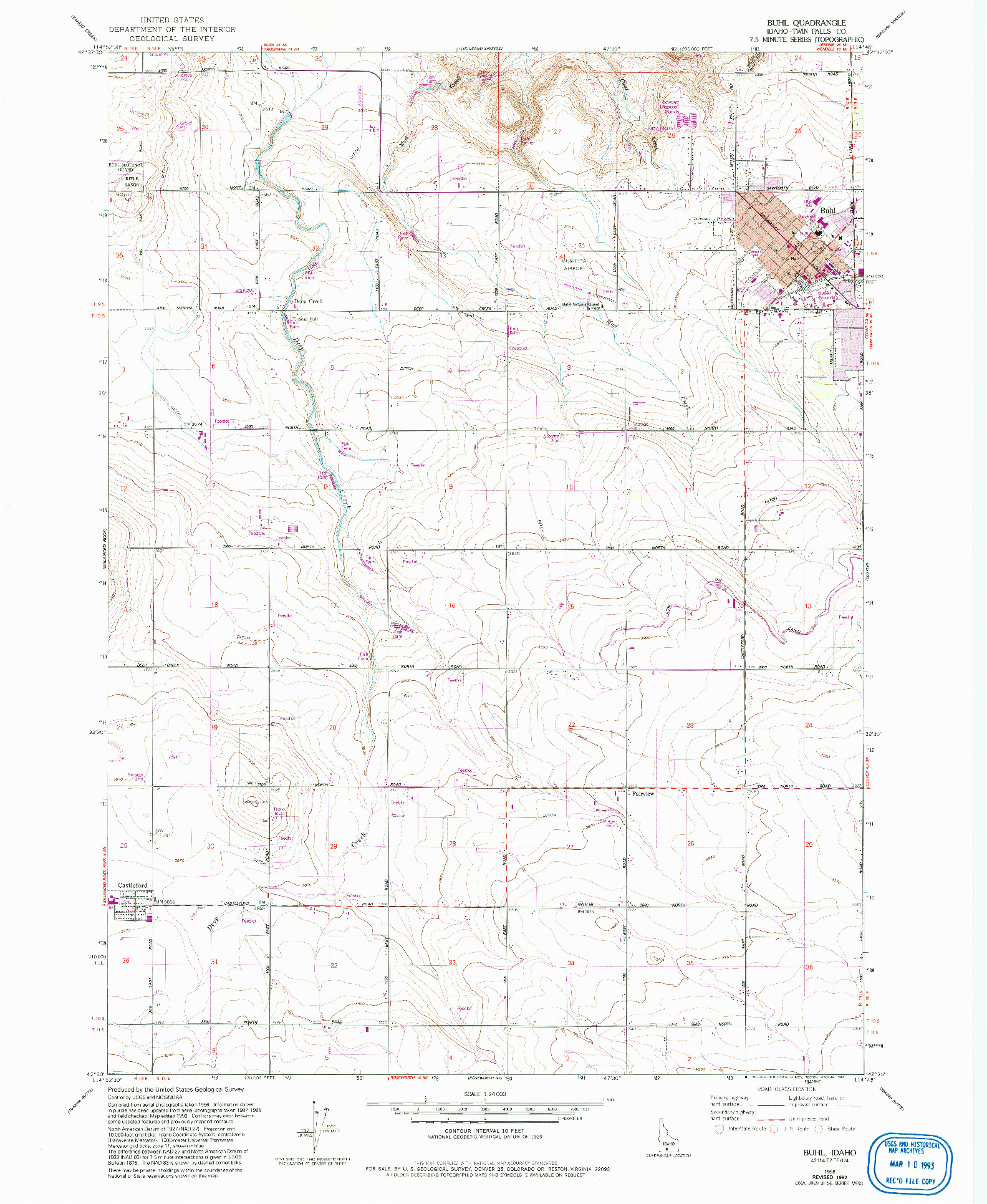 USGS 1:24000-SCALE QUADRANGLE FOR BUHL, ID 1958