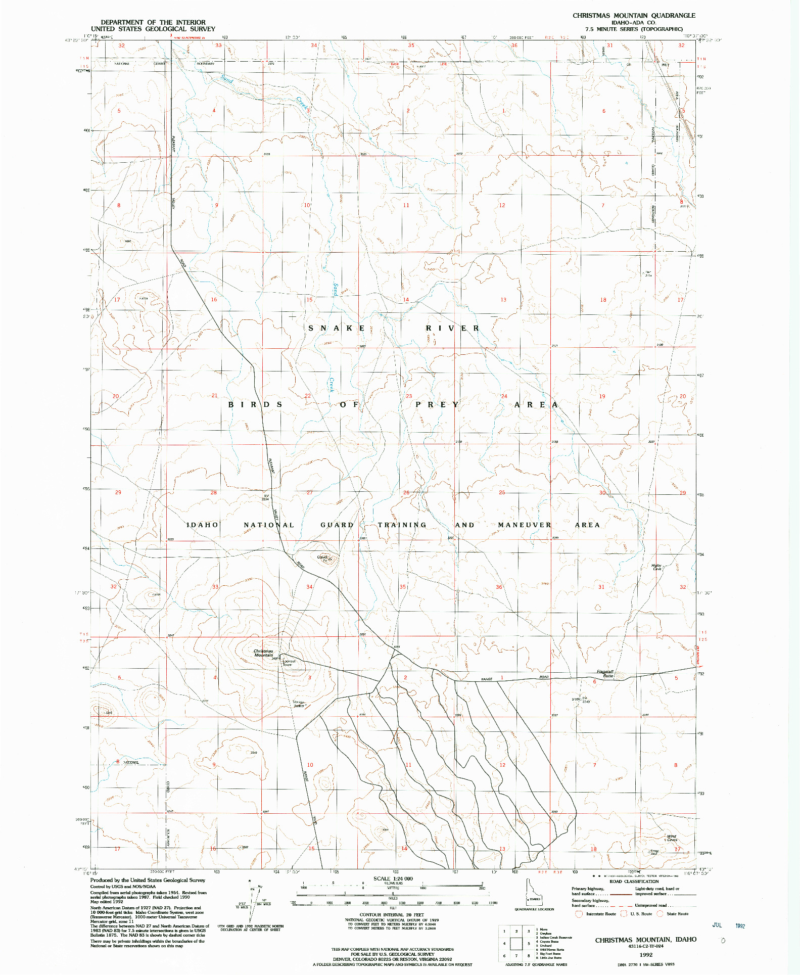 USGS 1:24000-SCALE QUADRANGLE FOR CHRISTMAS MOUNTAIN, ID 1992