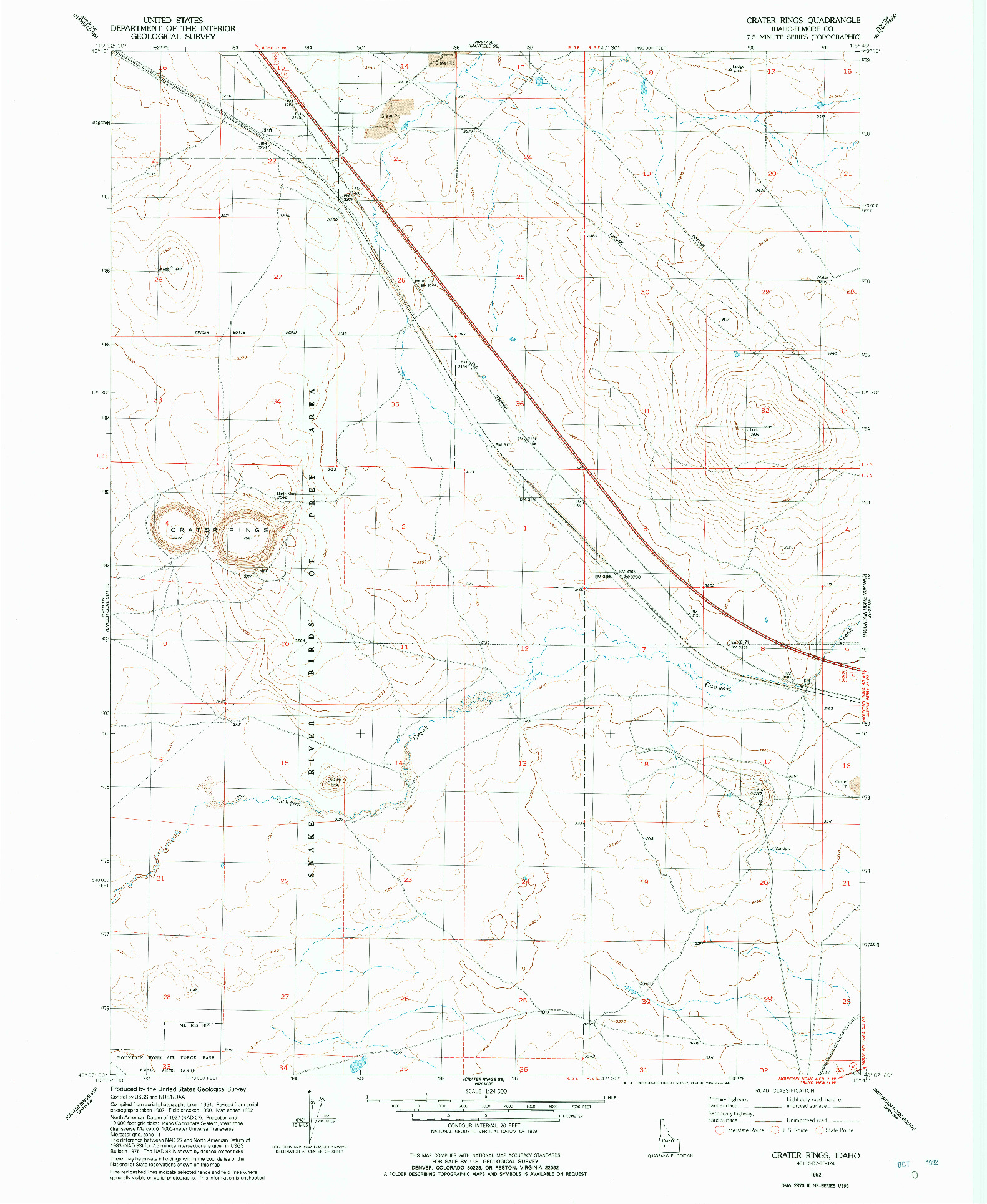 USGS 1:24000-SCALE QUADRANGLE FOR CRATER RINGS, ID 1992