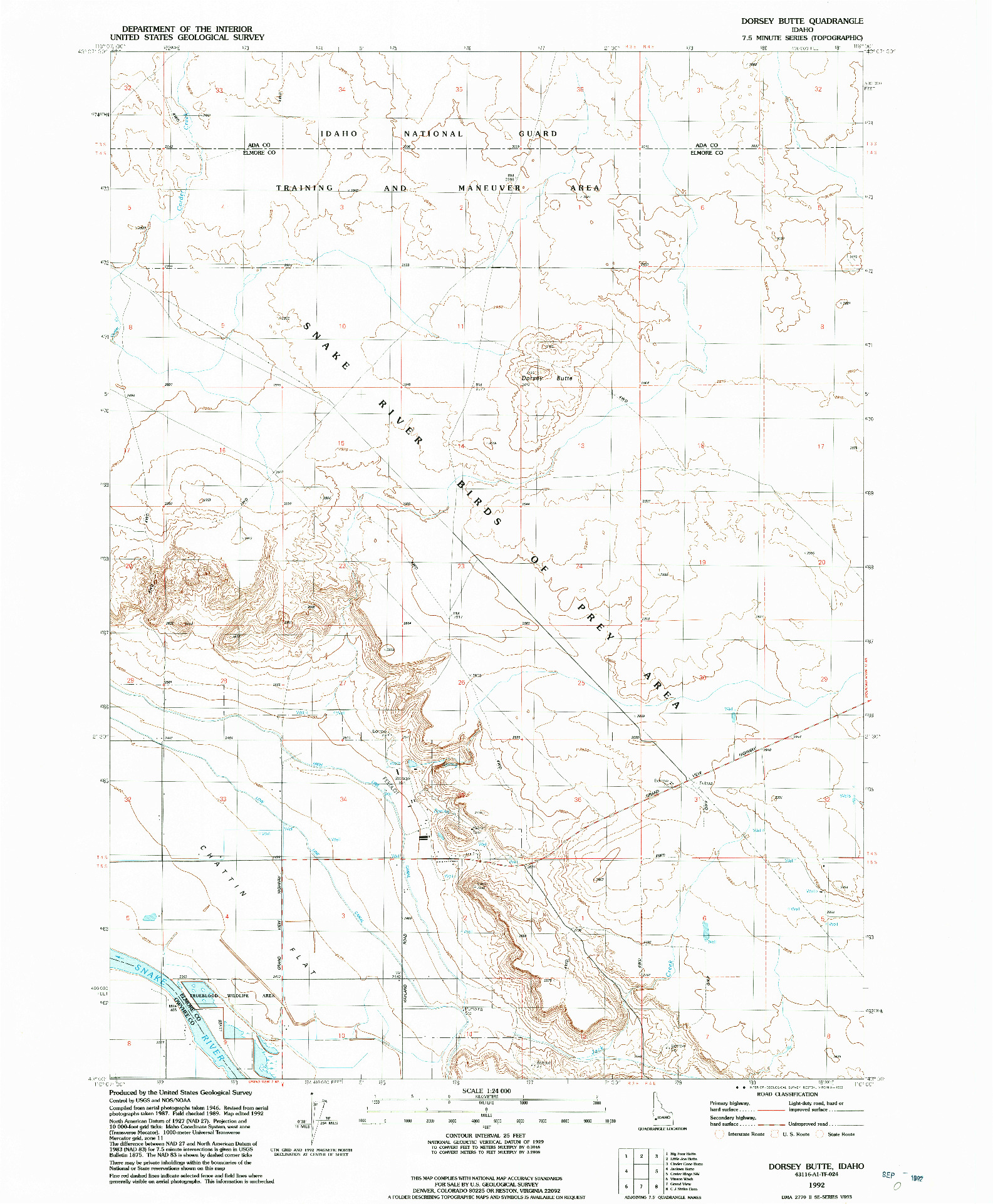 USGS 1:24000-SCALE QUADRANGLE FOR DORSEY BUTTE, ID 1992