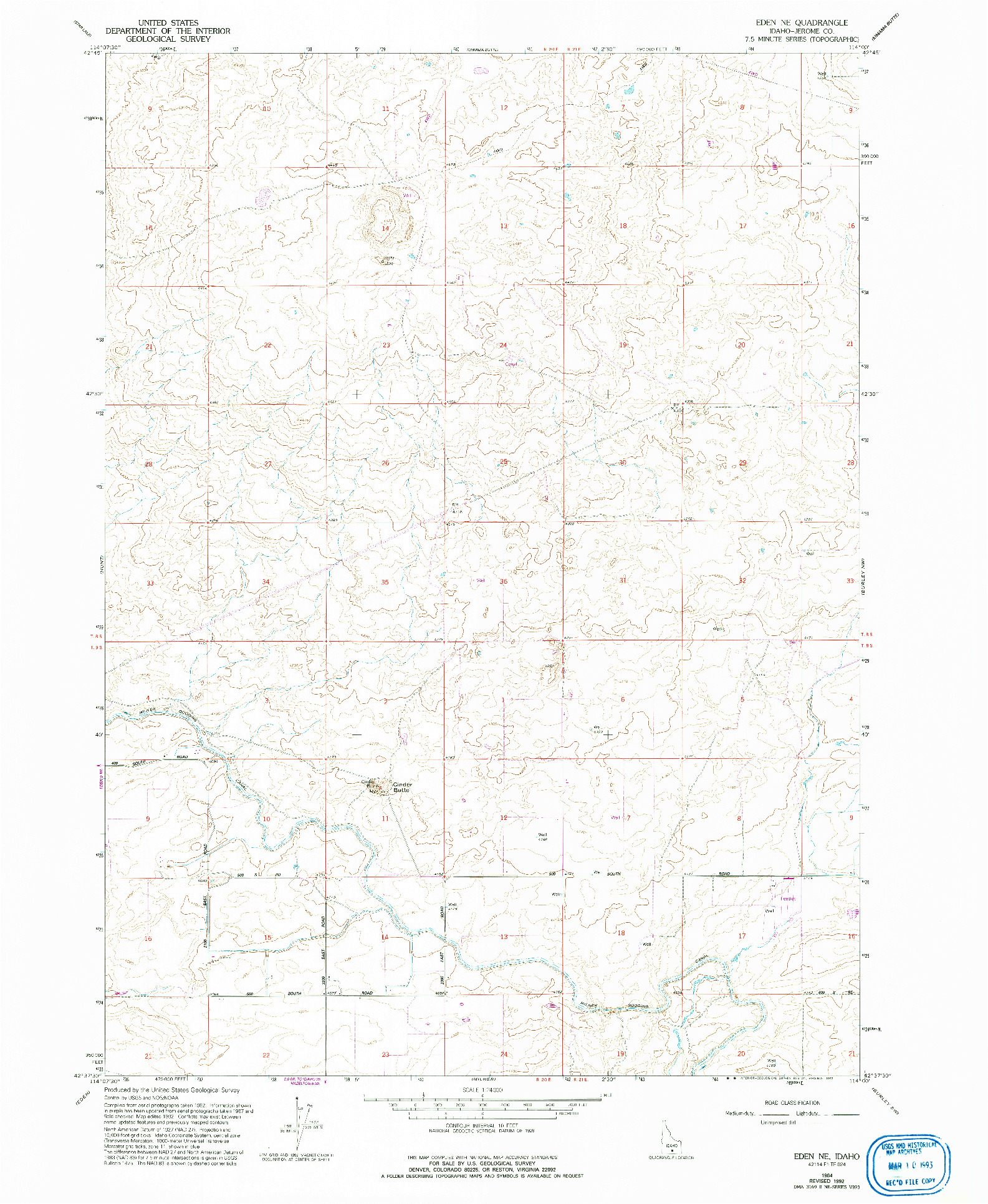 USGS 1:24000-SCALE QUADRANGLE FOR EDEN NE, ID 1964