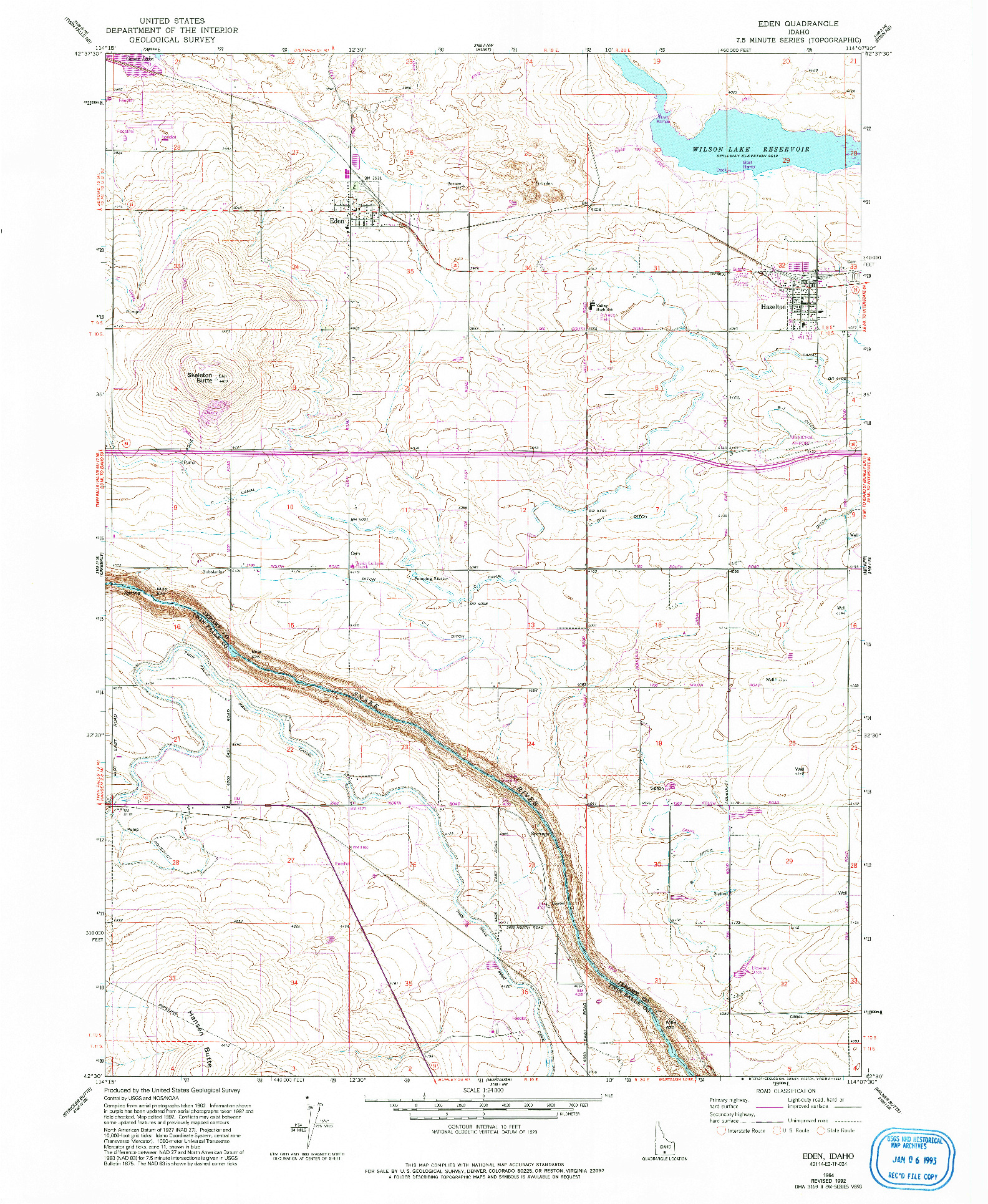 USGS 1:24000-SCALE QUADRANGLE FOR EDEN, ID 1964