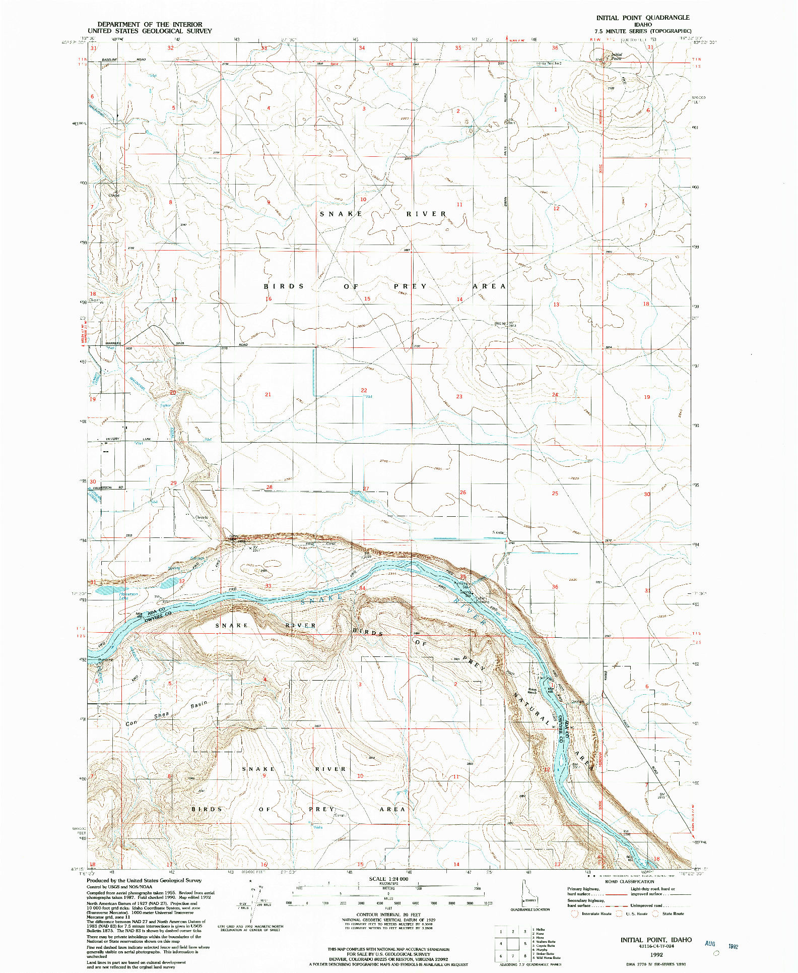 USGS 1:24000-SCALE QUADRANGLE FOR INITIAL POINT, ID 1992