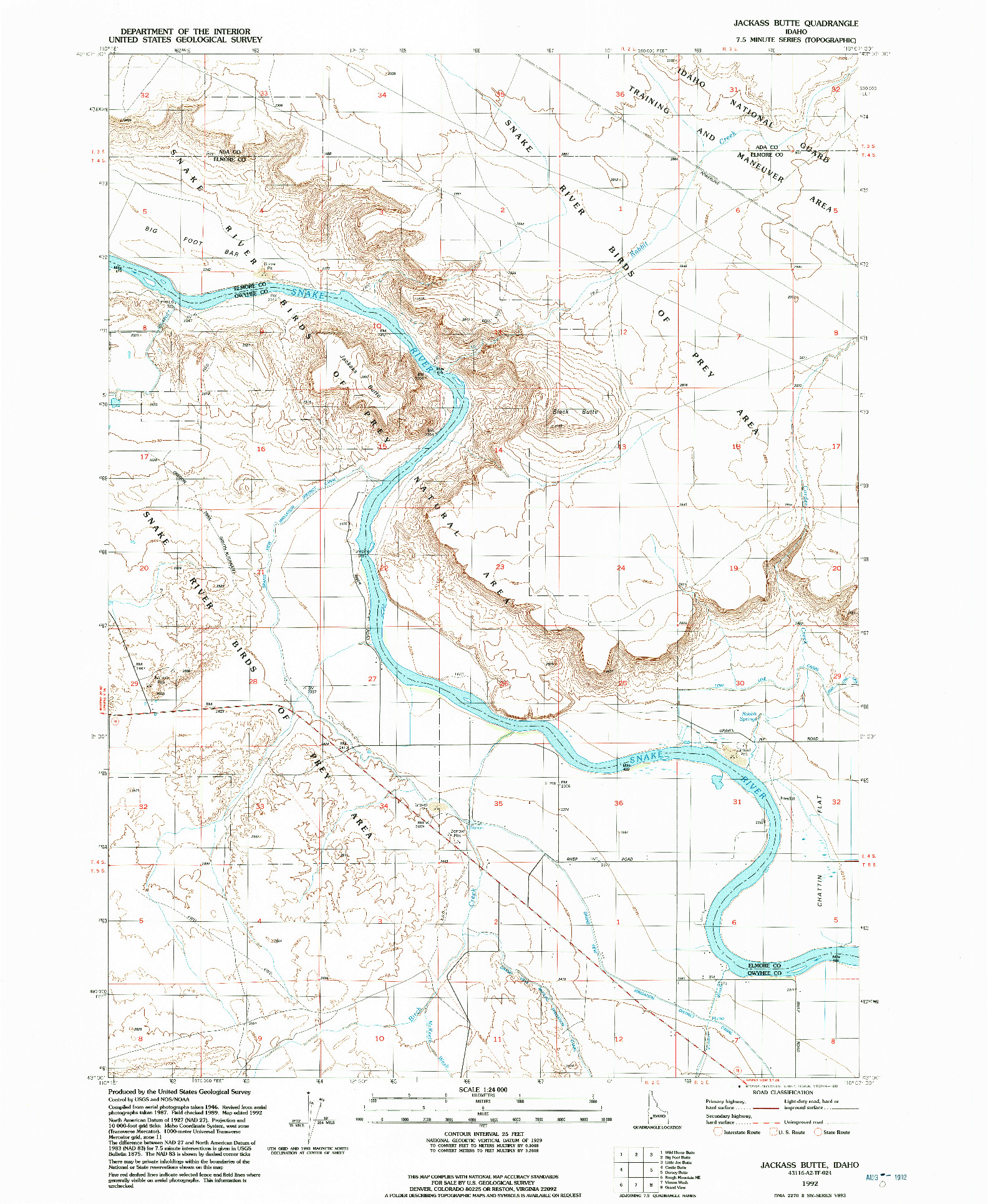 USGS 1:24000-SCALE QUADRANGLE FOR JACKASS BUTTE, ID 1992