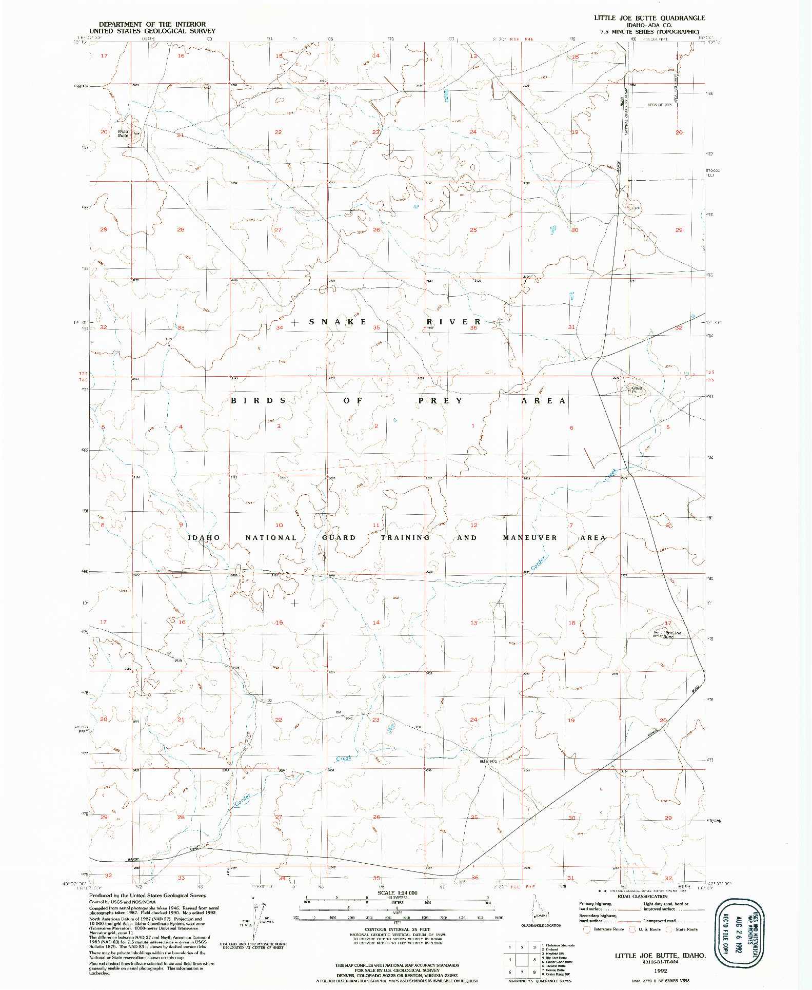 USGS 1:24000-SCALE QUADRANGLE FOR LITTLE JOE BUTTE, ID 1992