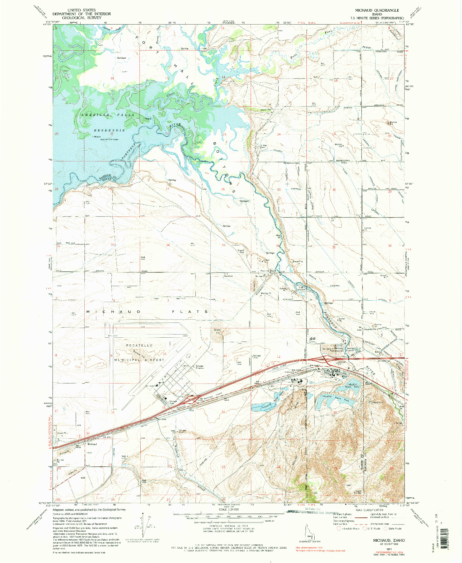 USGS 1:24000-SCALE QUADRANGLE FOR MICHAUD, ID 1971