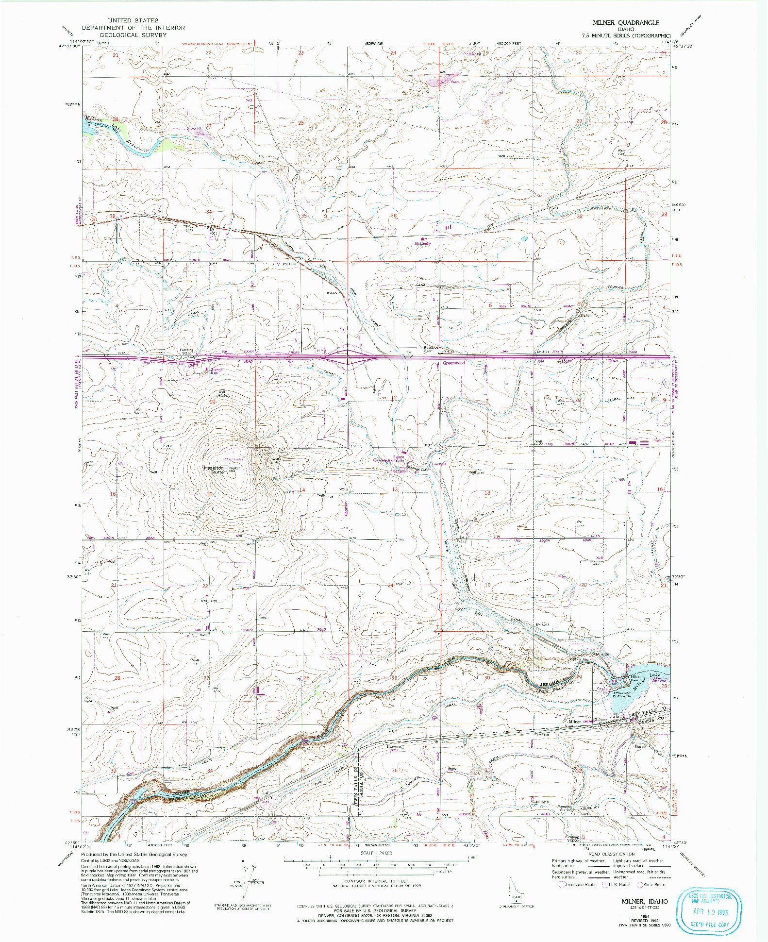USGS 1:24000-SCALE QUADRANGLE FOR MILNER, ID 1965