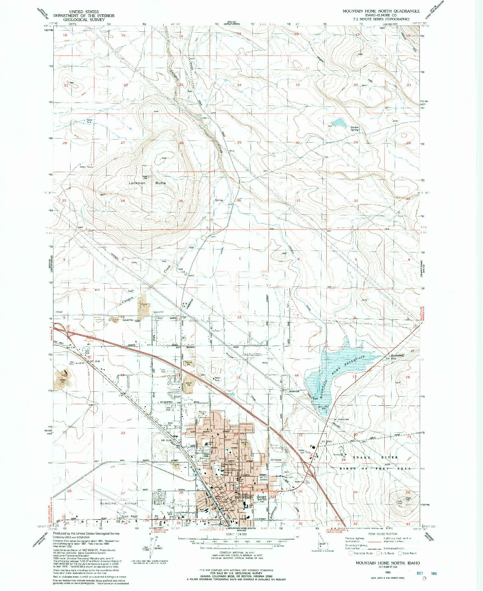 USGS 1:24000-SCALE QUADRANGLE FOR MOUNTAIN HOME NORTH, ID 1992