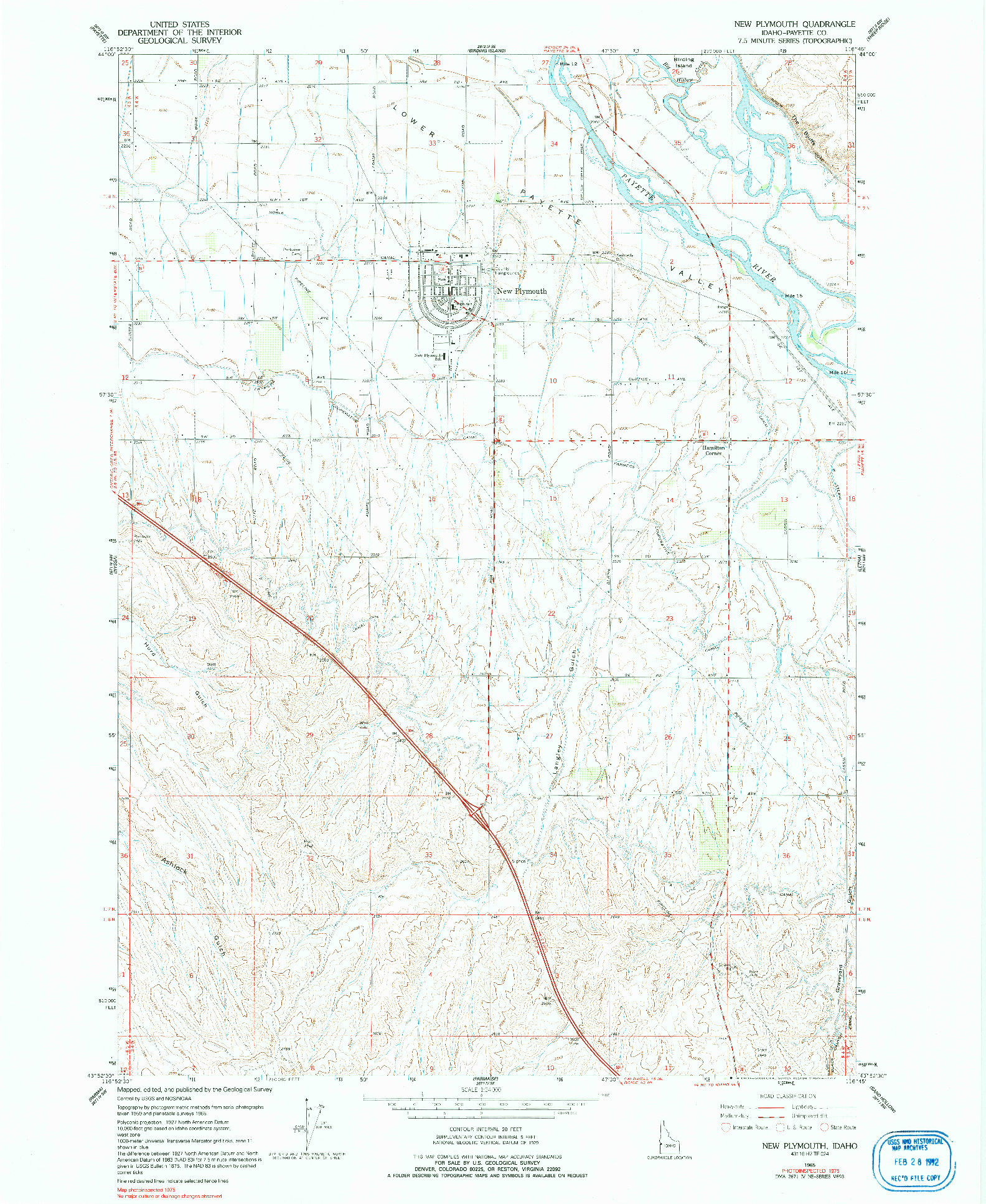 USGS 1:24000-SCALE QUADRANGLE FOR NEW PLYMOUTH, ID 1965