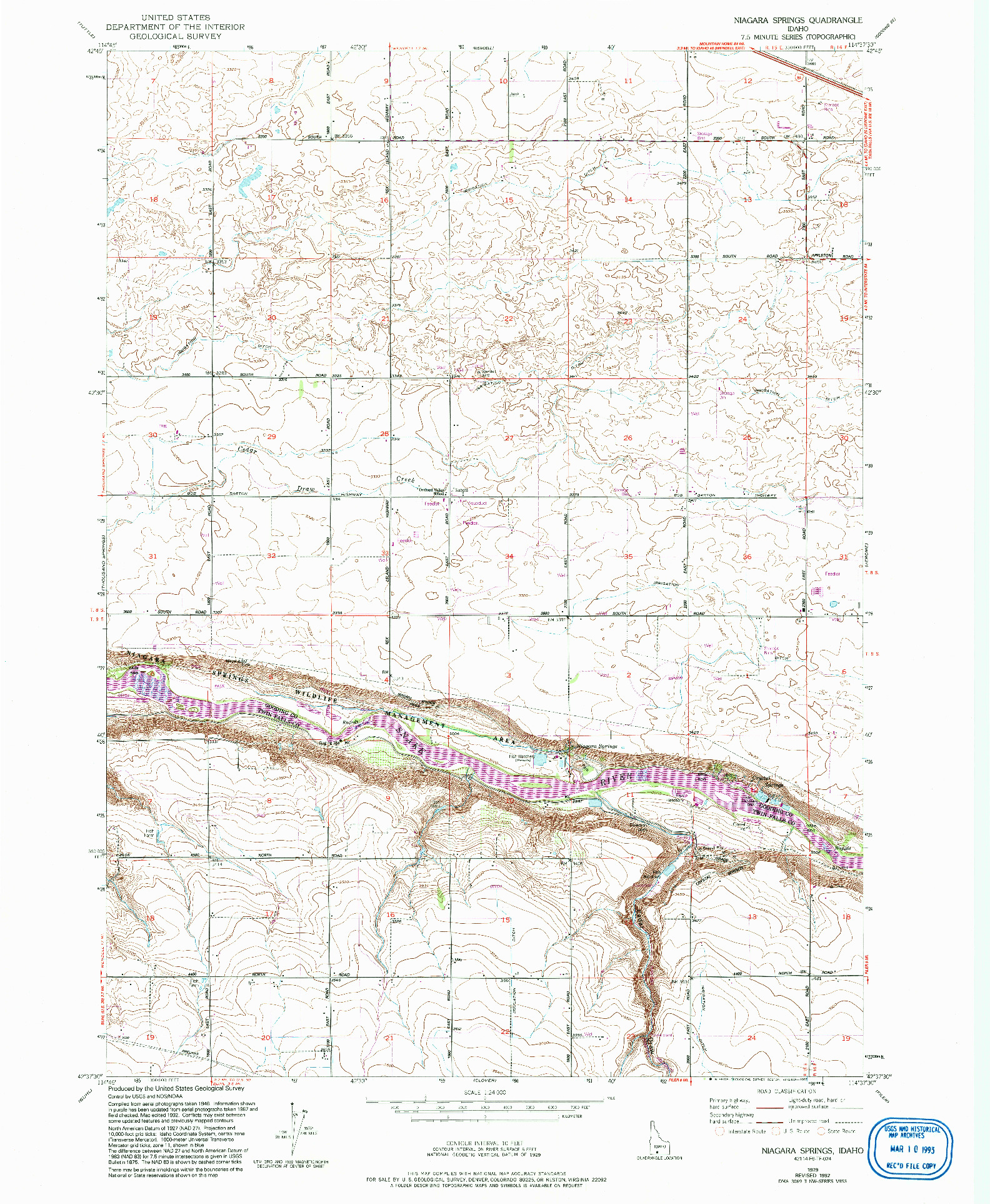 USGS 1:24000-SCALE QUADRANGLE FOR NIAGARA SPRINGS, ID 1979