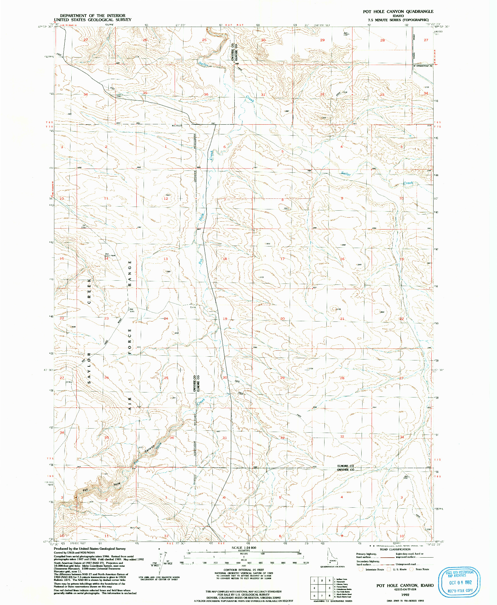 USGS 1:24000-SCALE QUADRANGLE FOR POT HOLE CANYON, ID 1992