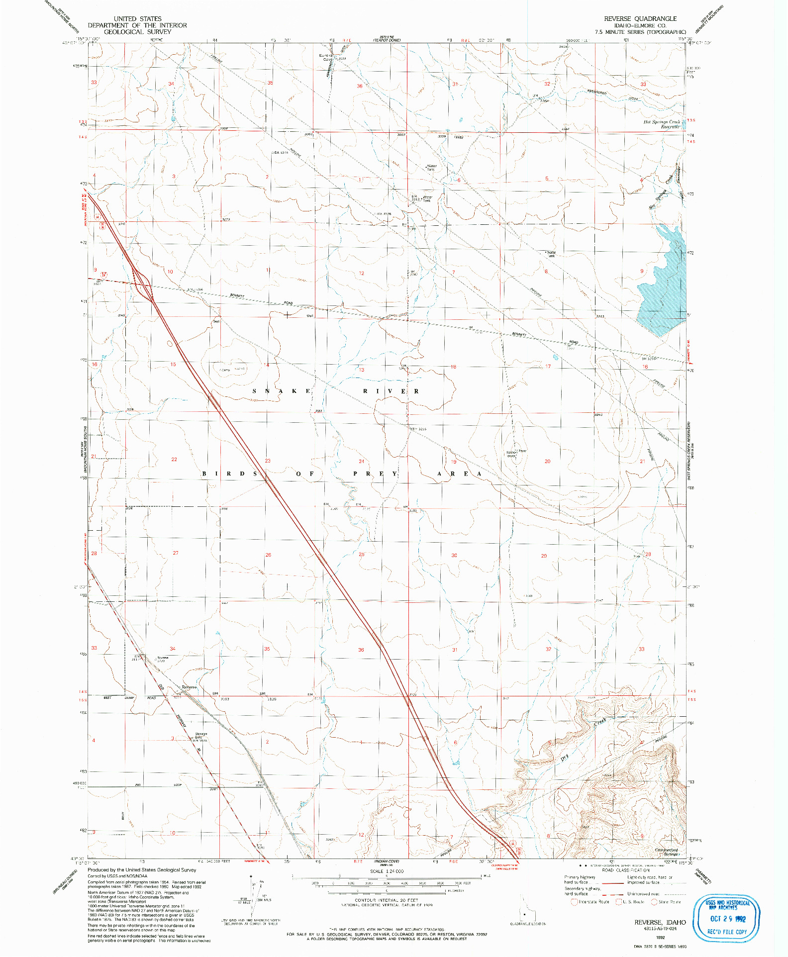 USGS 1:24000-SCALE QUADRANGLE FOR REVERSE, ID 1992