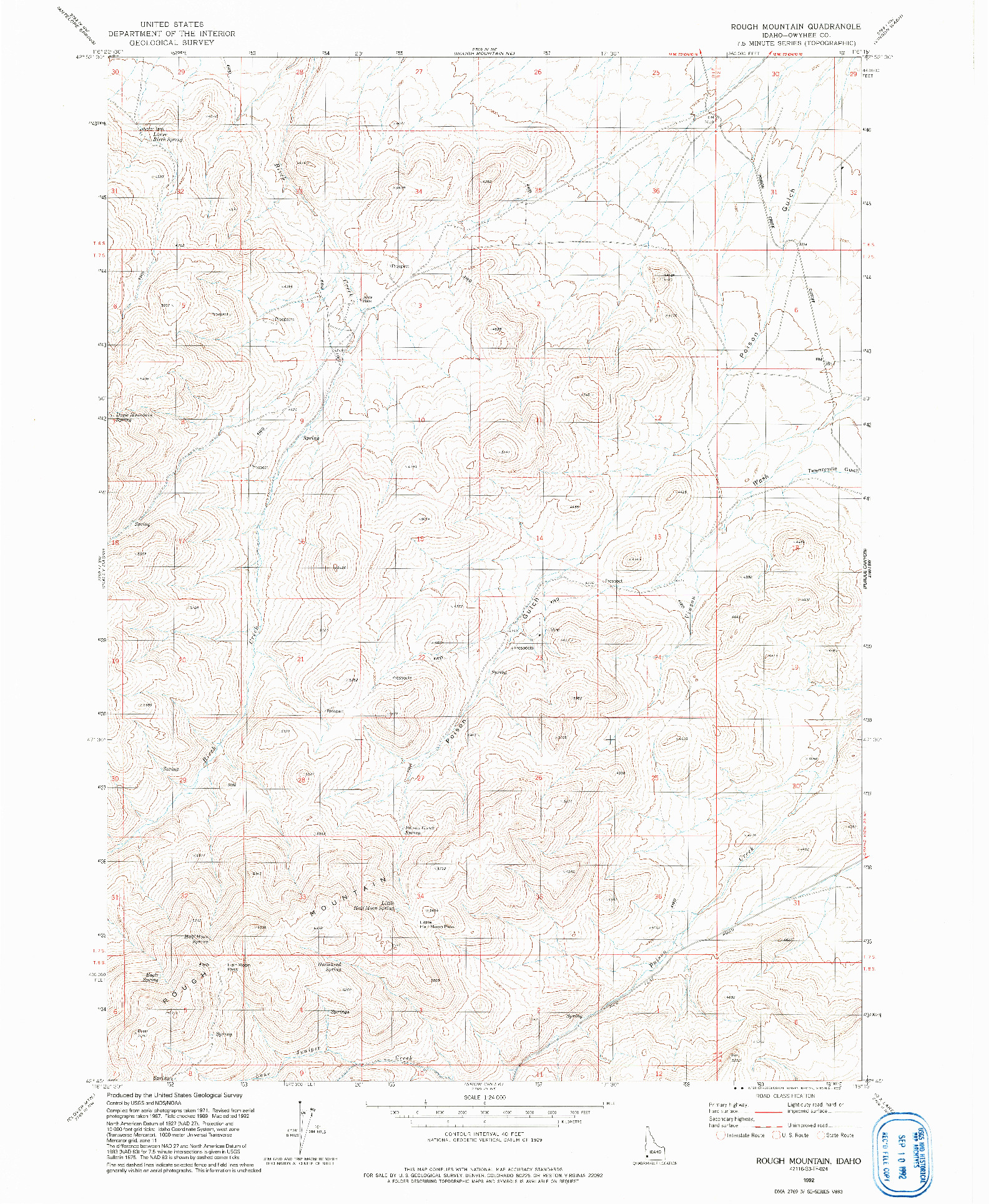 USGS 1:24000-SCALE QUADRANGLE FOR ROUGH MOUNTAIN, ID 1992