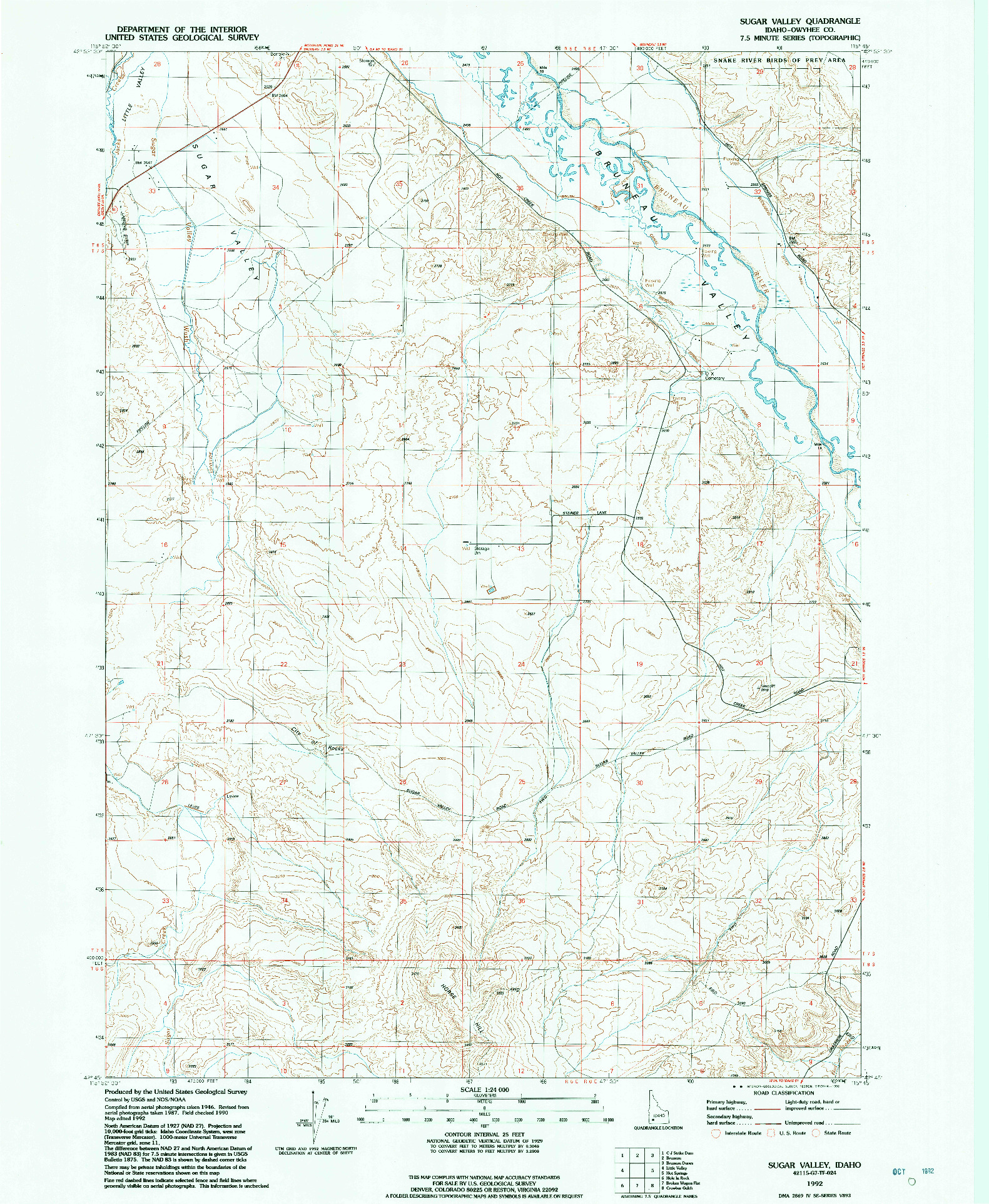 USGS 1:24000-SCALE QUADRANGLE FOR SUGAR VALLEY, ID 1992