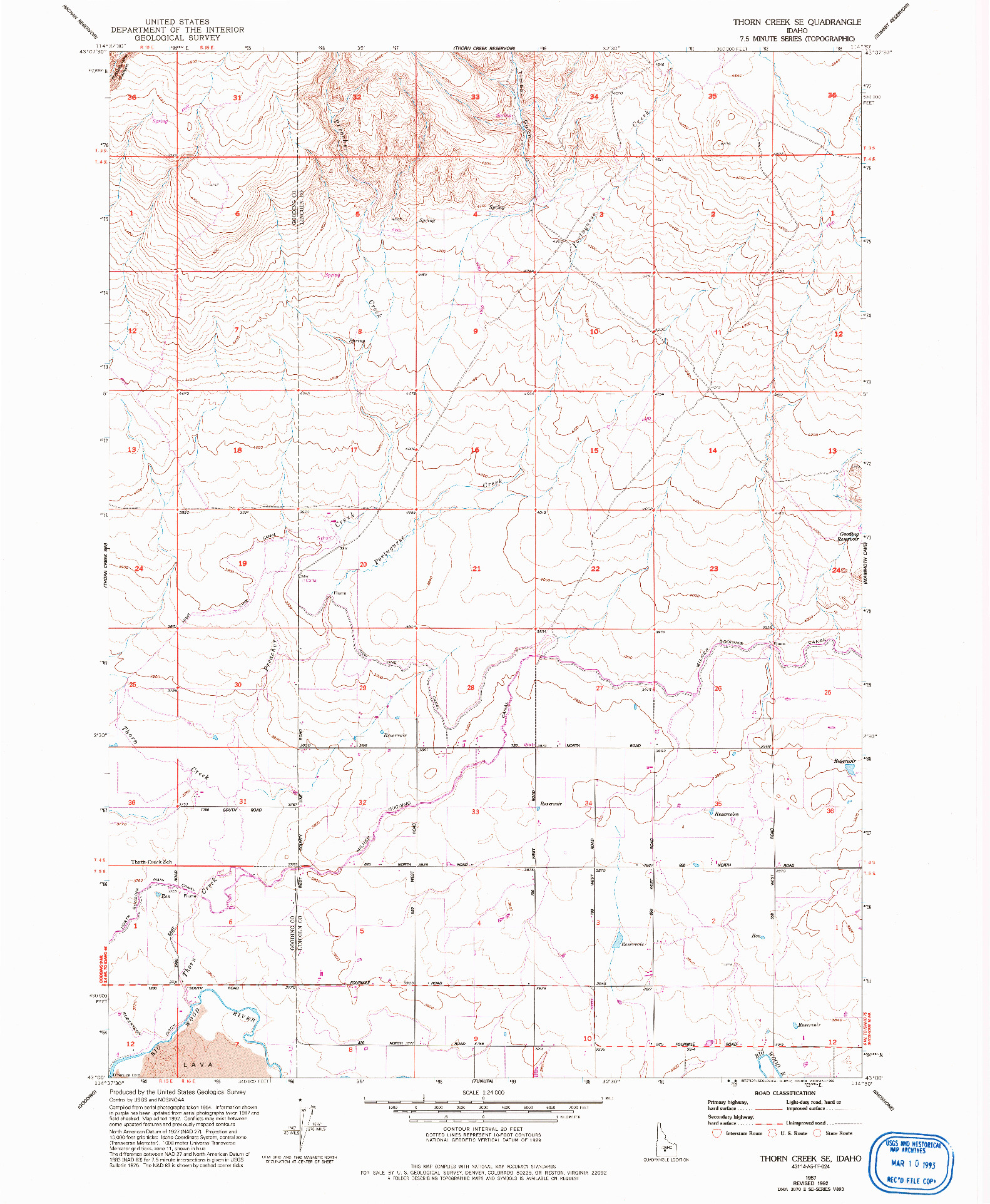 USGS 1:24000-SCALE QUADRANGLE FOR THORN CREEK SE, ID 1957