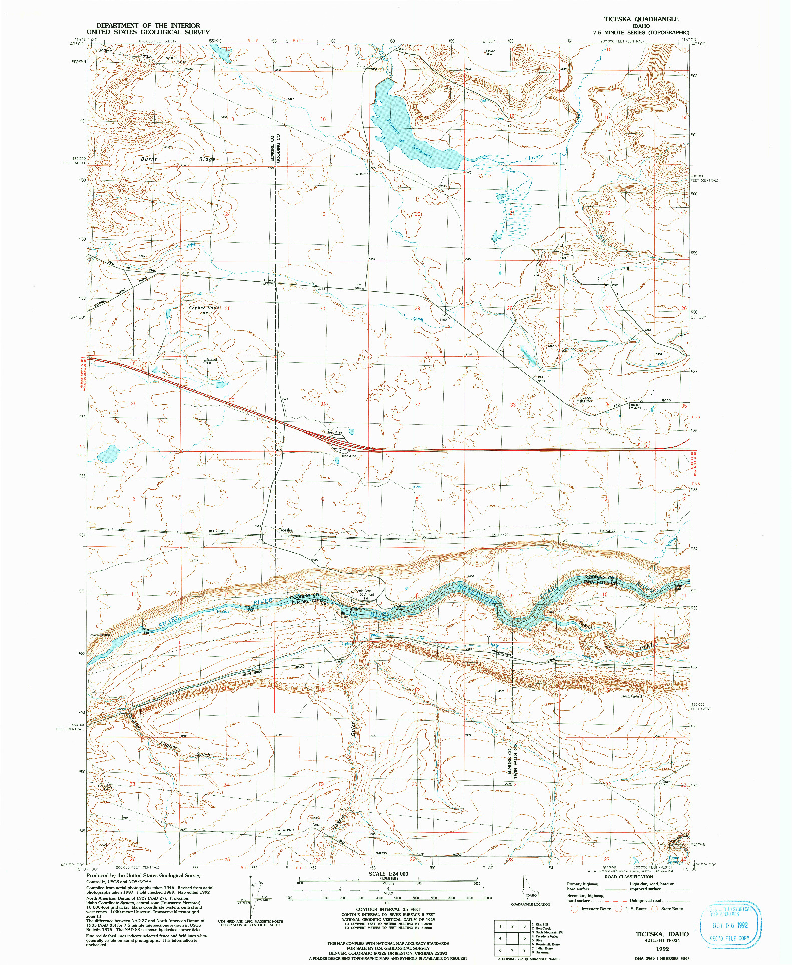 USGS 1:24000-SCALE QUADRANGLE FOR TICESKA, ID 1992