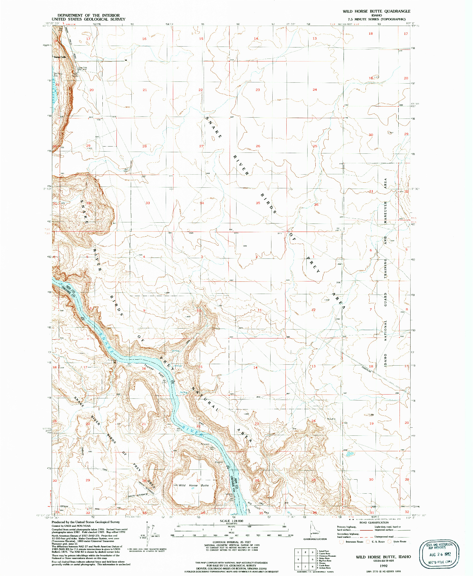 USGS 1:24000-SCALE QUADRANGLE FOR WILD HORSE BUTTE, ID 1992