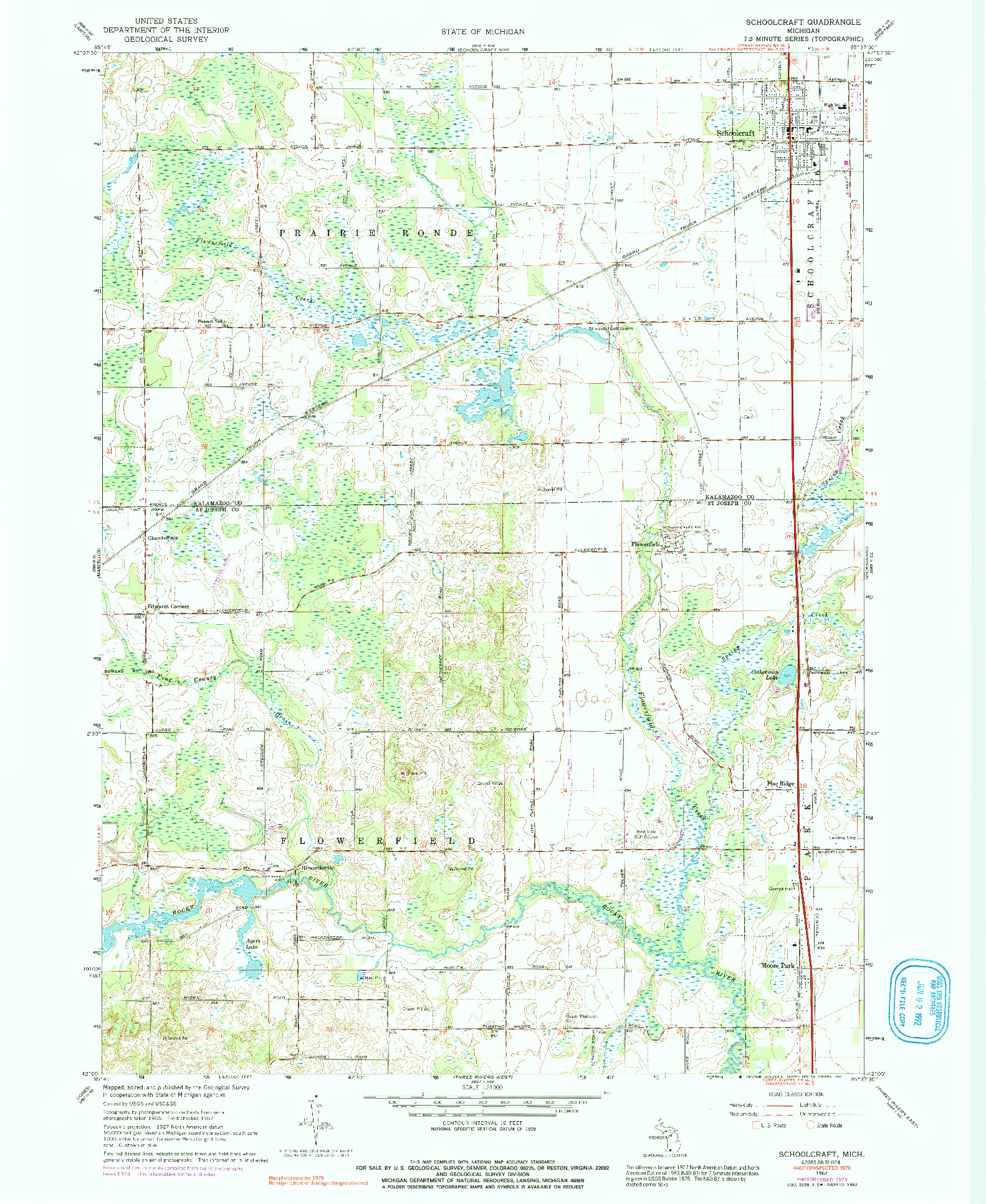 USGS 1:24000-SCALE QUADRANGLE FOR SCHOOLCRAFT, MI 1967