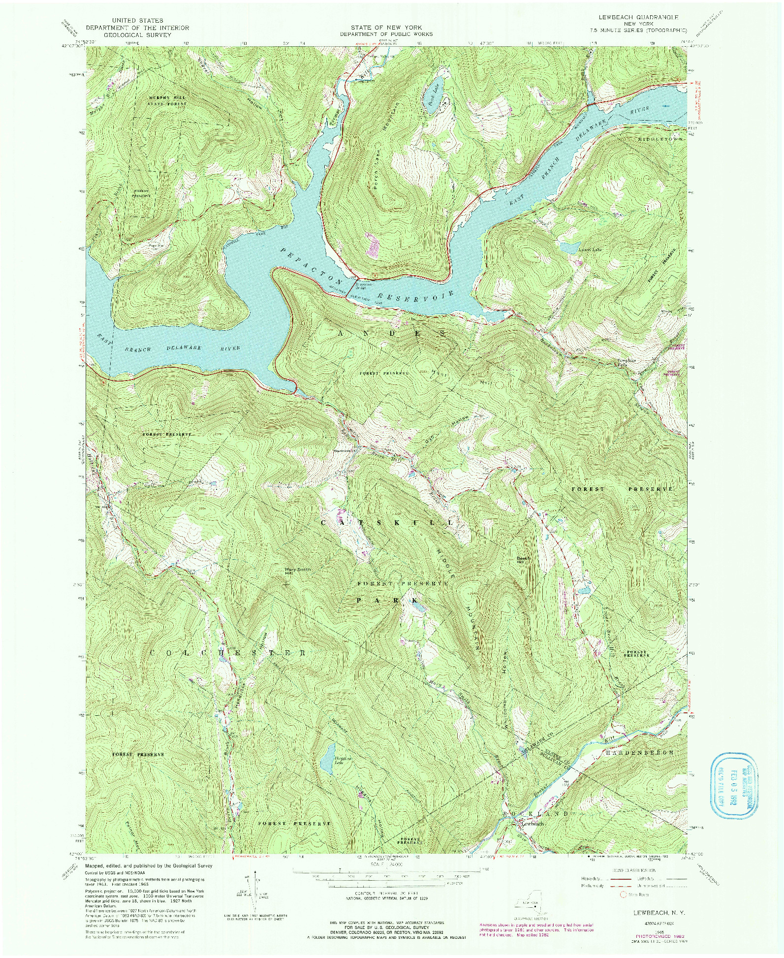 USGS 1:24000-SCALE QUADRANGLE FOR LEWBEACH, NY 1965