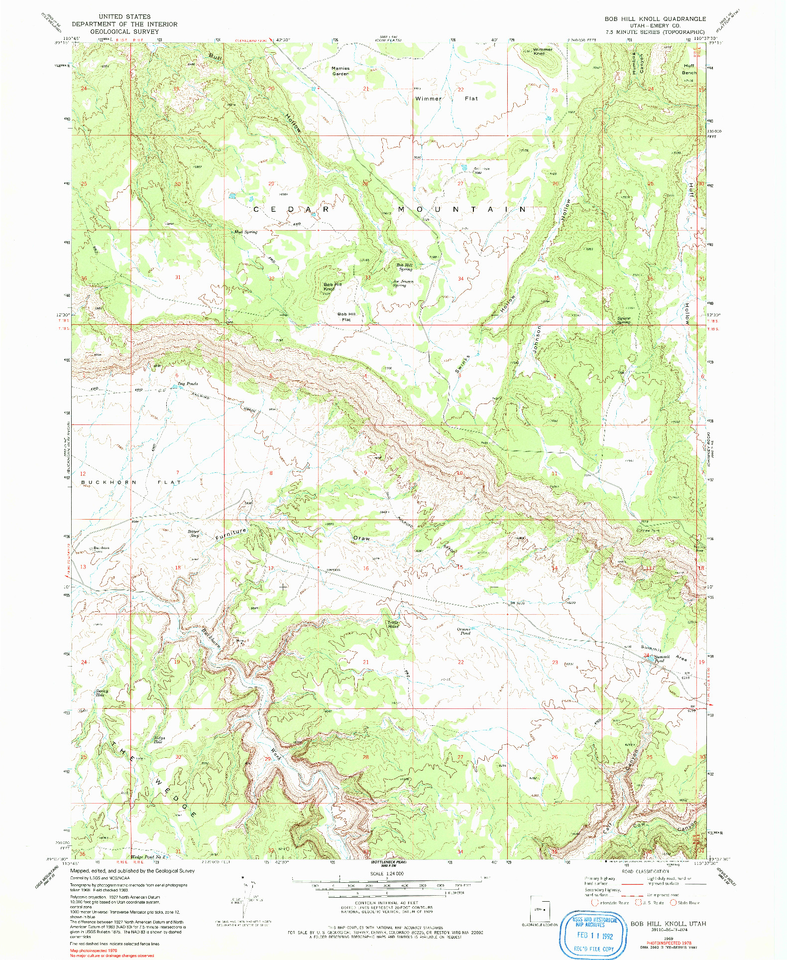 USGS 1:24000-SCALE QUADRANGLE FOR BOB HILL KNOLL, UT 1969