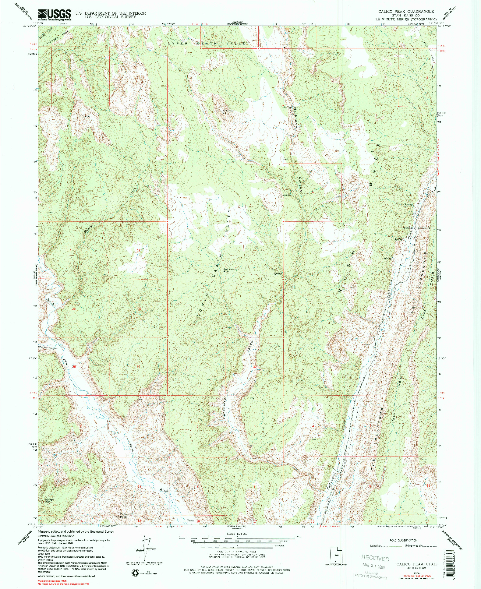 USGS 1:24000-SCALE QUADRANGLE FOR CALICO PEAK, UT 1964