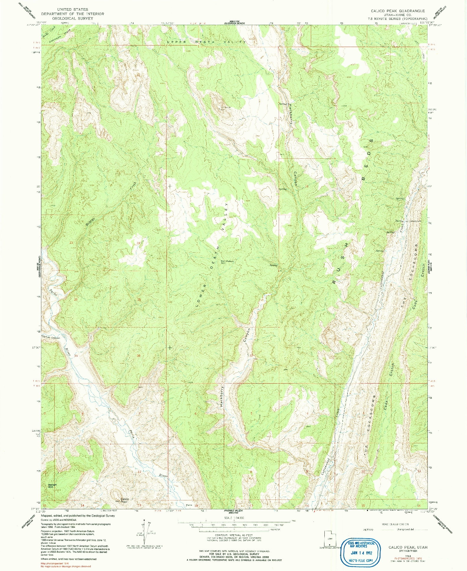 USGS 1:24000-SCALE QUADRANGLE FOR CALICO PEAK, UT 1964