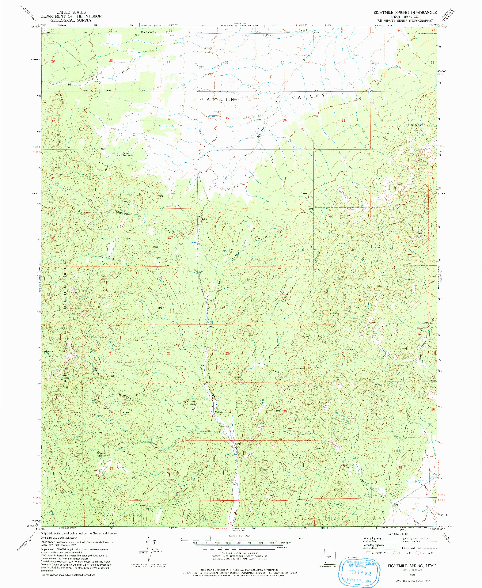 USGS 1:24000-SCALE QUADRANGLE FOR EIGHTMILE SPRING, UT 1972