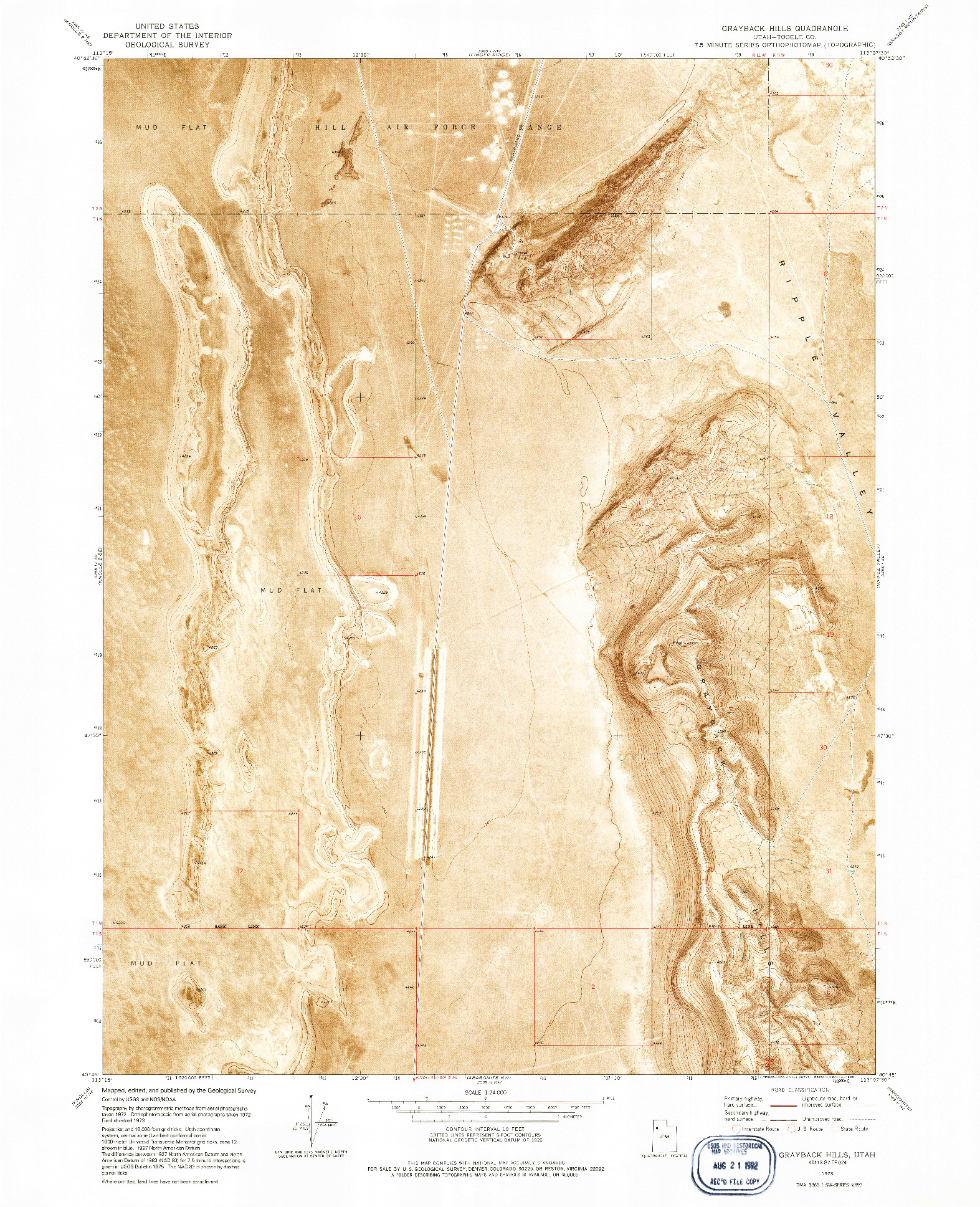 USGS 1:24000-SCALE QUADRANGLE FOR GRAYBACK HILLS, UT 1973