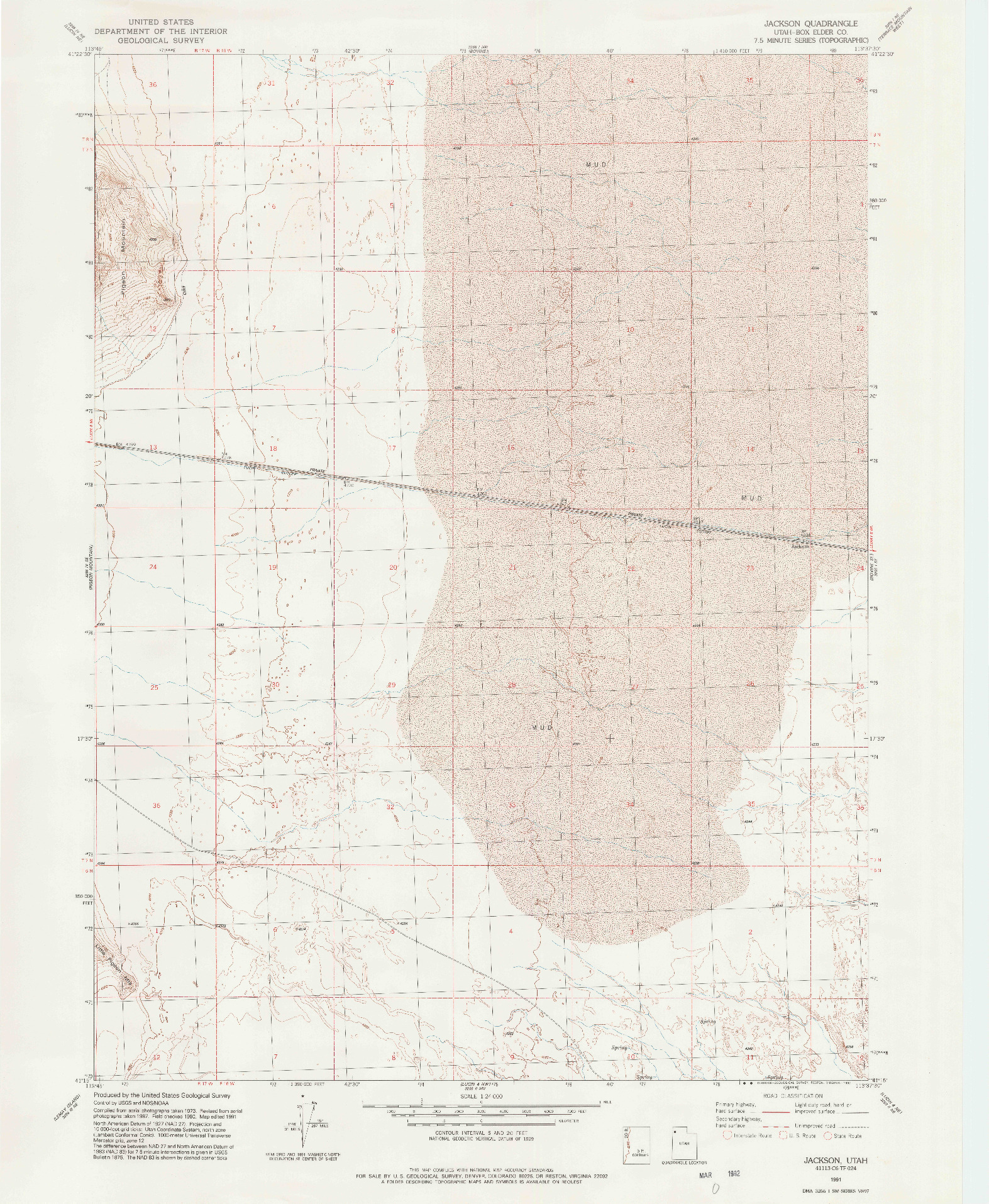 USGS 1:24000-SCALE QUADRANGLE FOR JACKSON, UT 1991