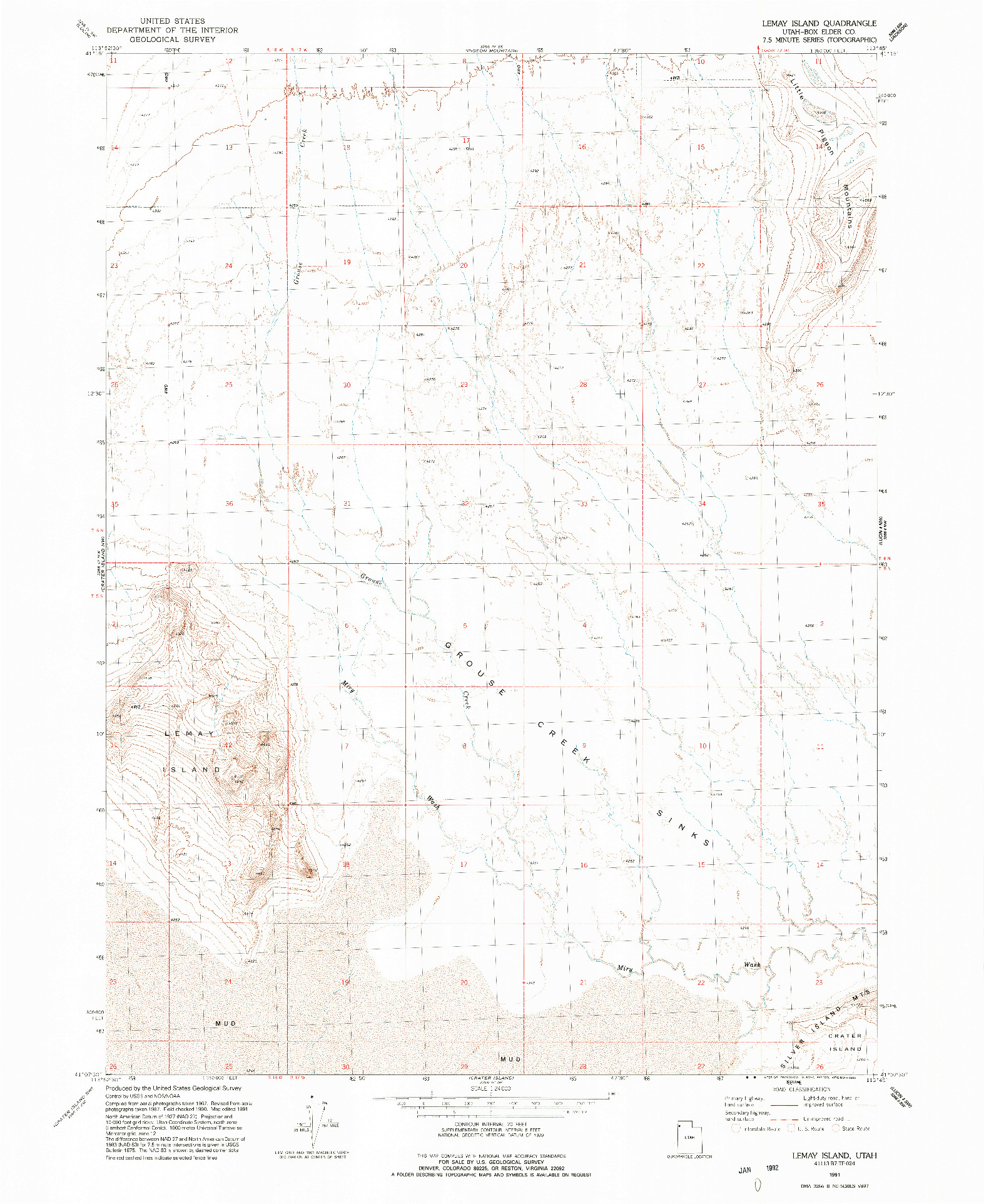 USGS 1:24000-SCALE QUADRANGLE FOR LEMAY ISLAND, UT 1991