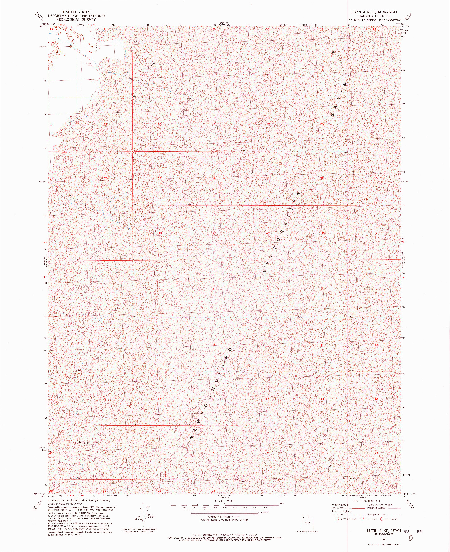 USGS 1:24000-SCALE QUADRANGLE FOR LUCIN 4 NE, UT 1991