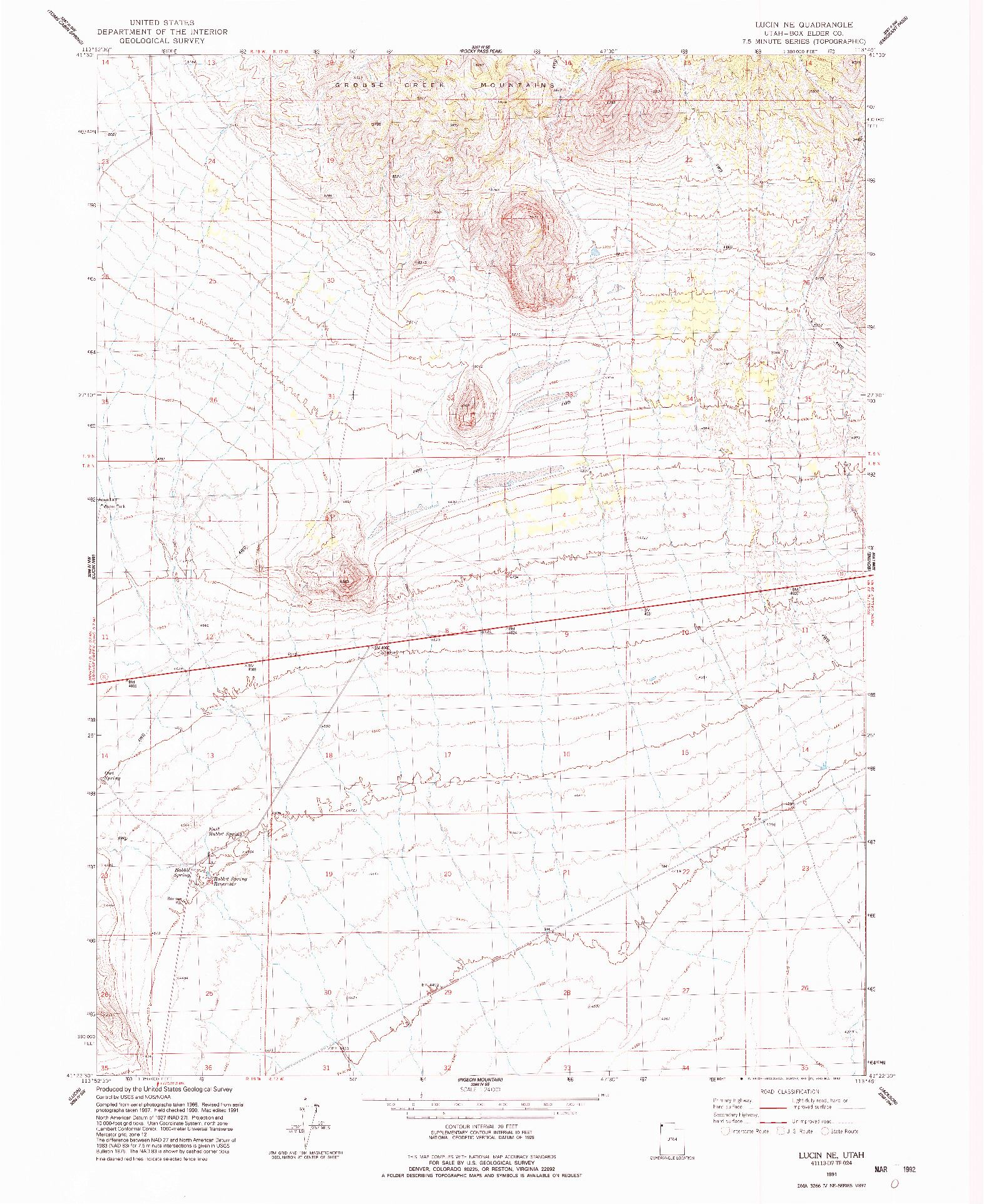 USGS 1:24000-SCALE QUADRANGLE FOR LUCIN NE, UT 1991