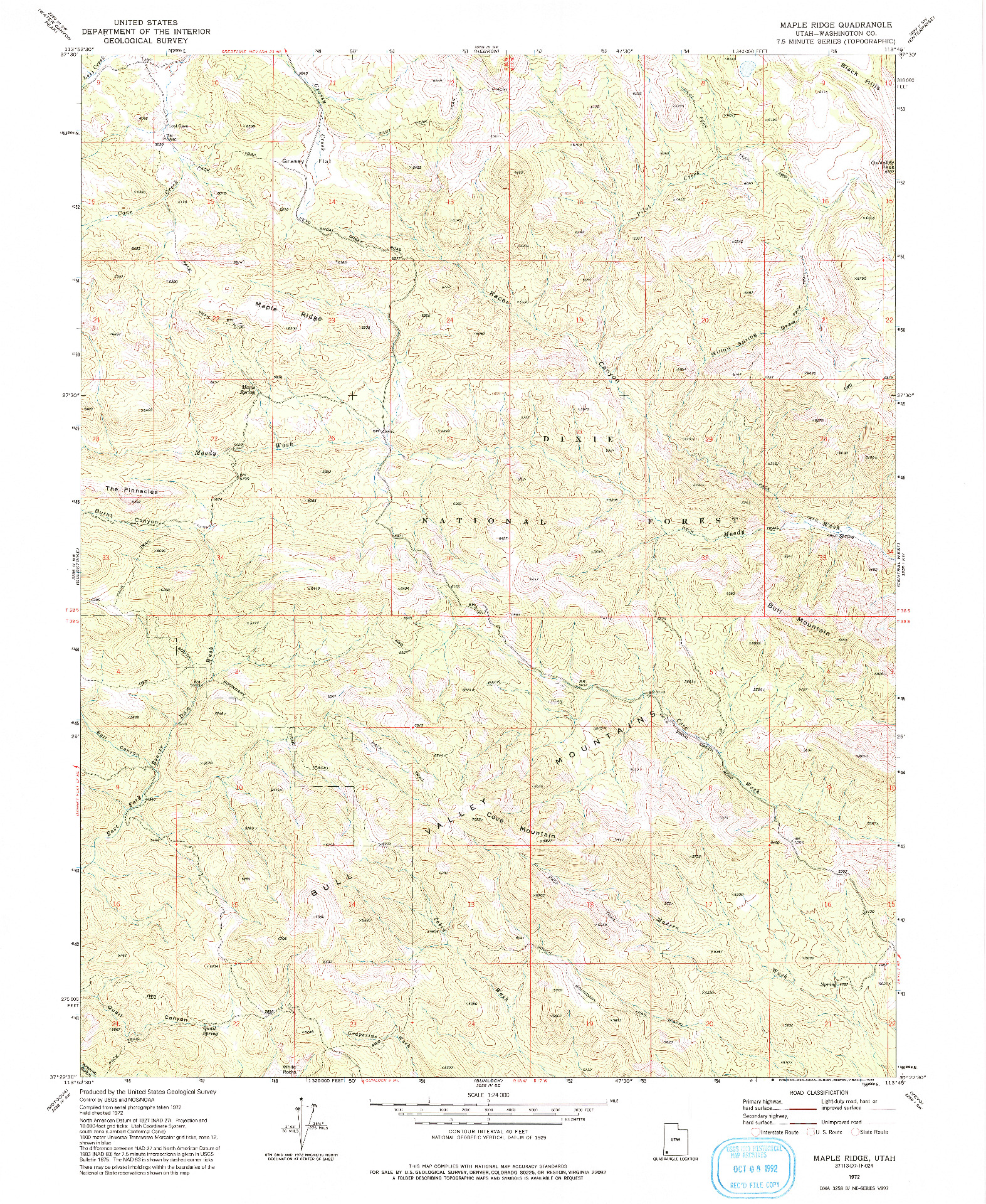 USGS 1:24000-SCALE QUADRANGLE FOR MAPLE RIDGE, UT 1972