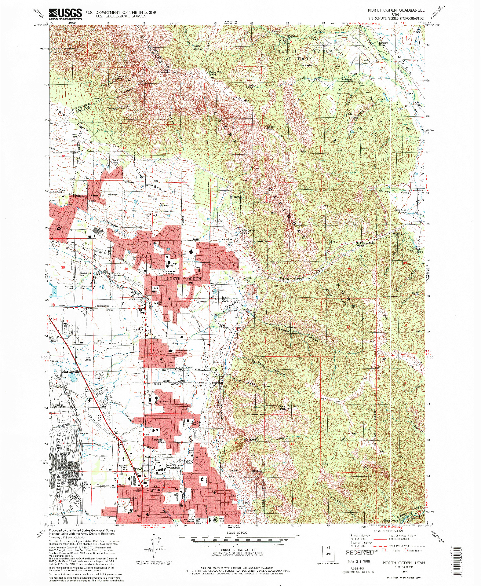 USGS 1:24000-SCALE QUADRANGLE FOR NORTH OGDEN, UT 1992